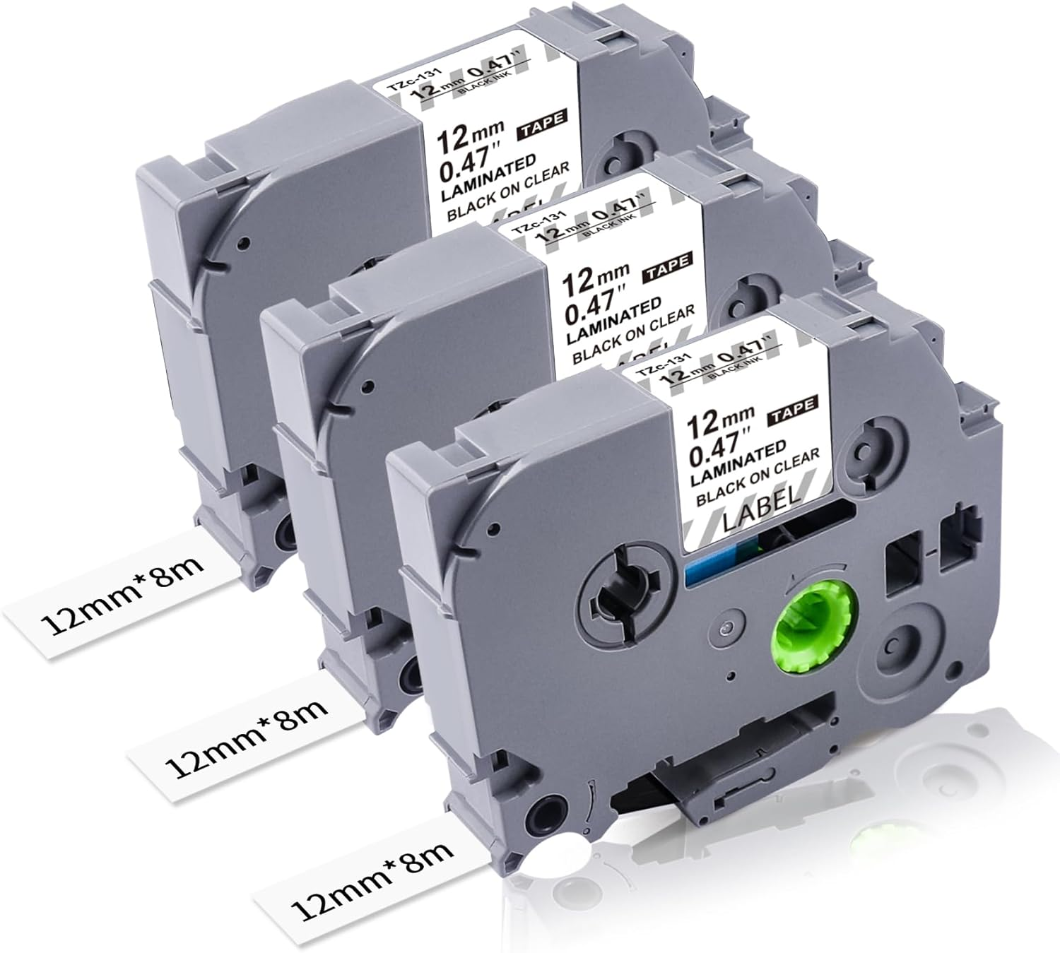 3-Pack TZ Tape 12Mm Clear Replacement for Brother Tze-131 TZ-131 P Touch Label Tape 12Mm 0.47 Laminated Black on Clear Label Maker Tape for Brother Ptouch PT-D600 PT-D200 PT-D210 PT-D400