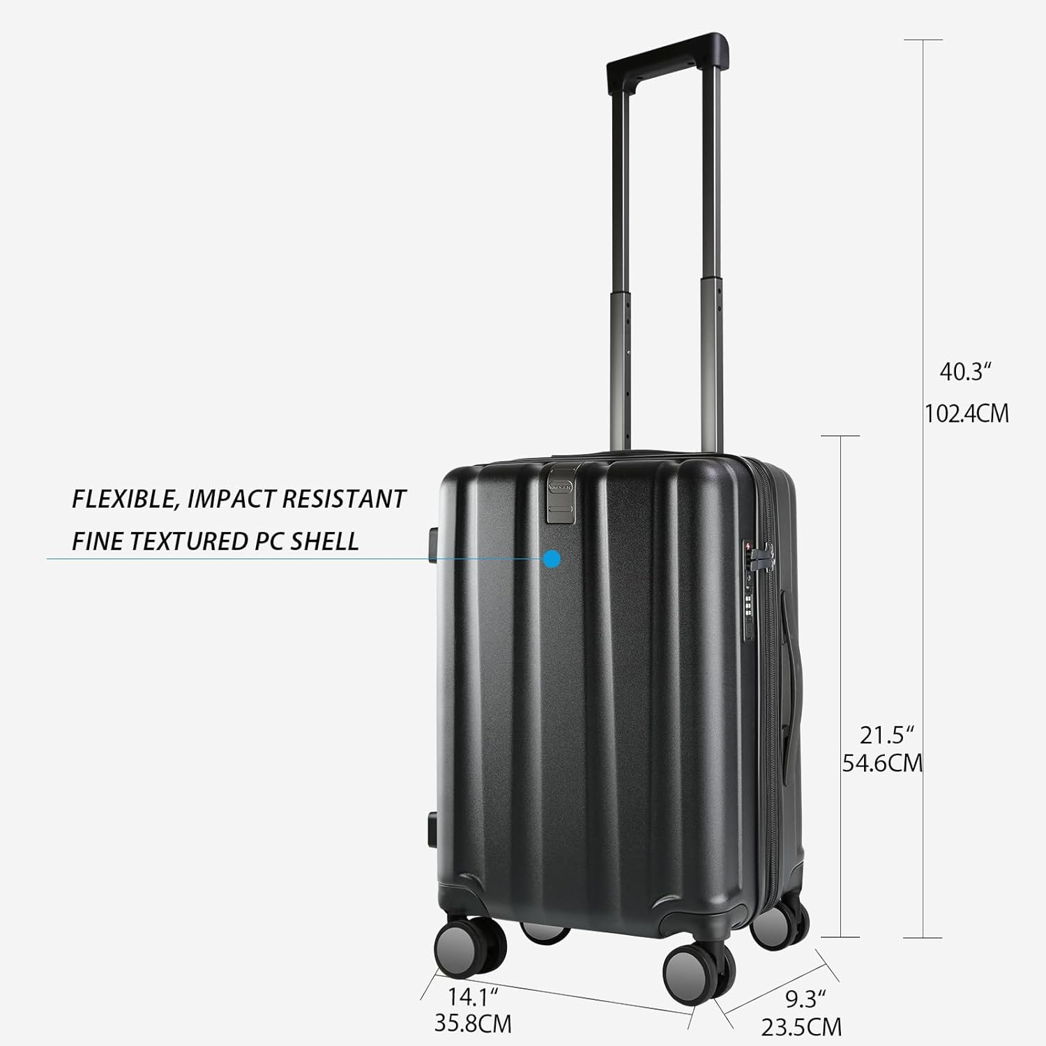KROSER Carry on Luggage with Spinner Wheels & Built-In TSA Lock, Durable Suitcase Rolling Luggage, Black, Medium - Black image number 6