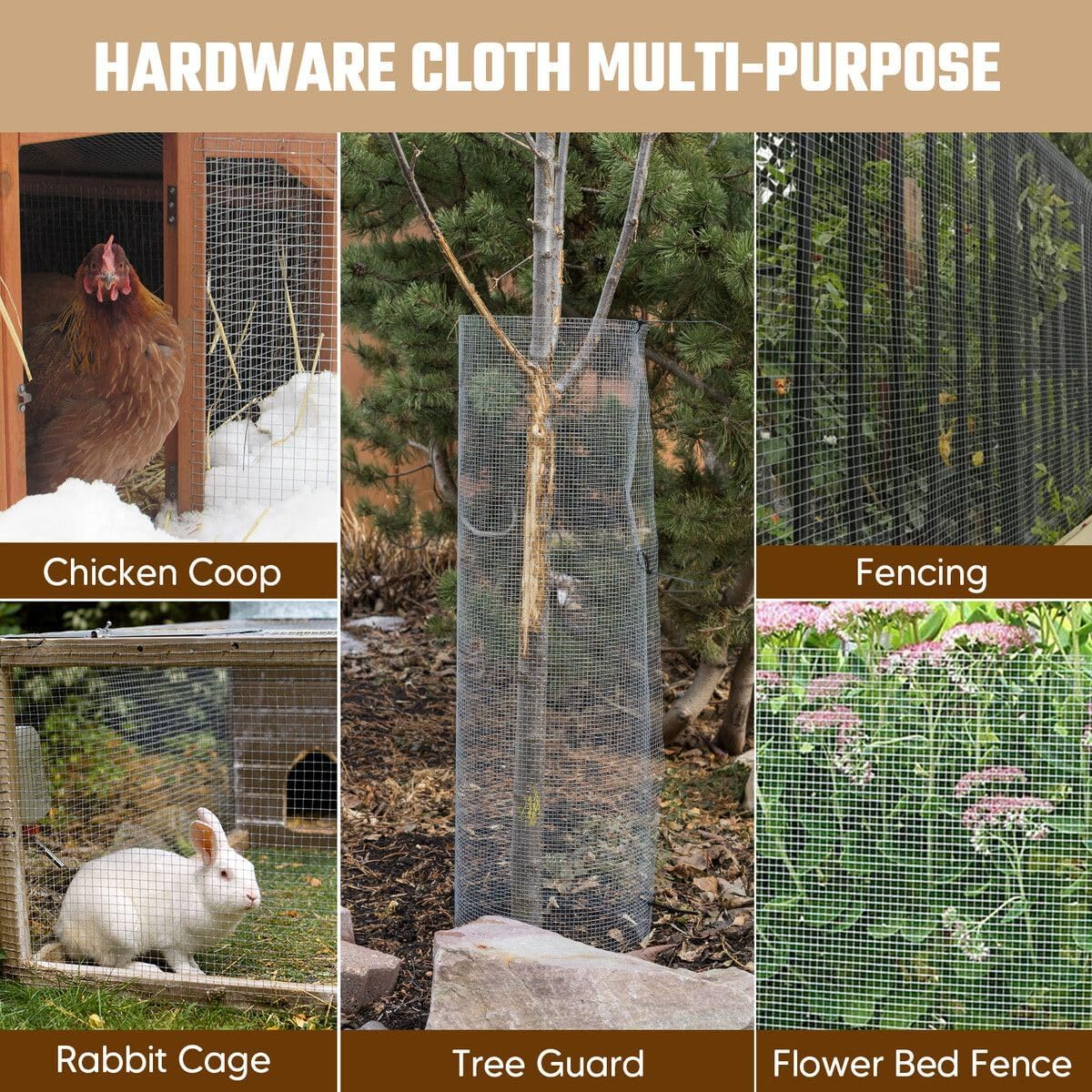 AUSWAY 15M Galvanised Welded Wire Mesh Fence Roll Garden Fencing Barrier Enclosure Netting for Chicken Coop Aviary Poultry Hardware Cloth Rabbit Cage Guard Tree image number 4