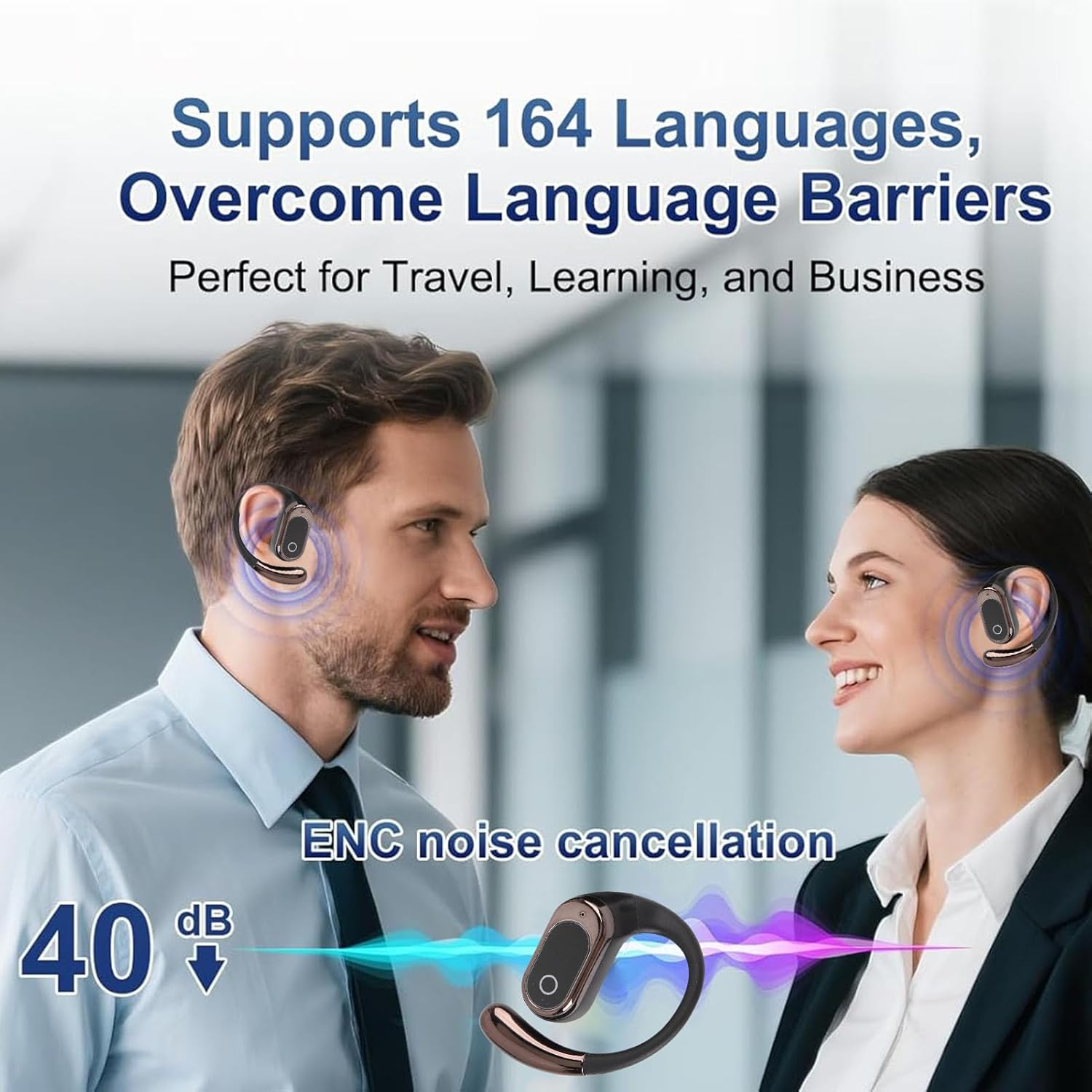 YUEHISY AI Real Time Translation Earbuds, Wireless BT Translator Headphones with 164 Languages 7 Modes, Charging Case, for Travel Business image number 5