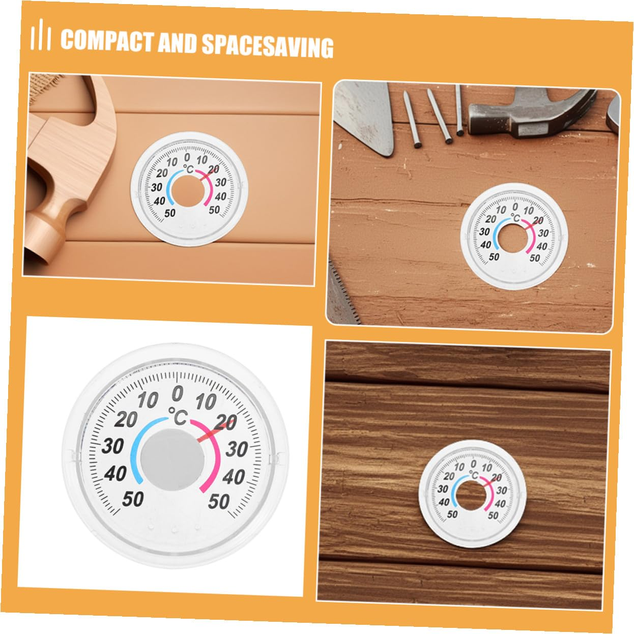 Portable round Indoor Window Thermometer Plastic Pointer Style Temperature Gauge for Door Use image number 4