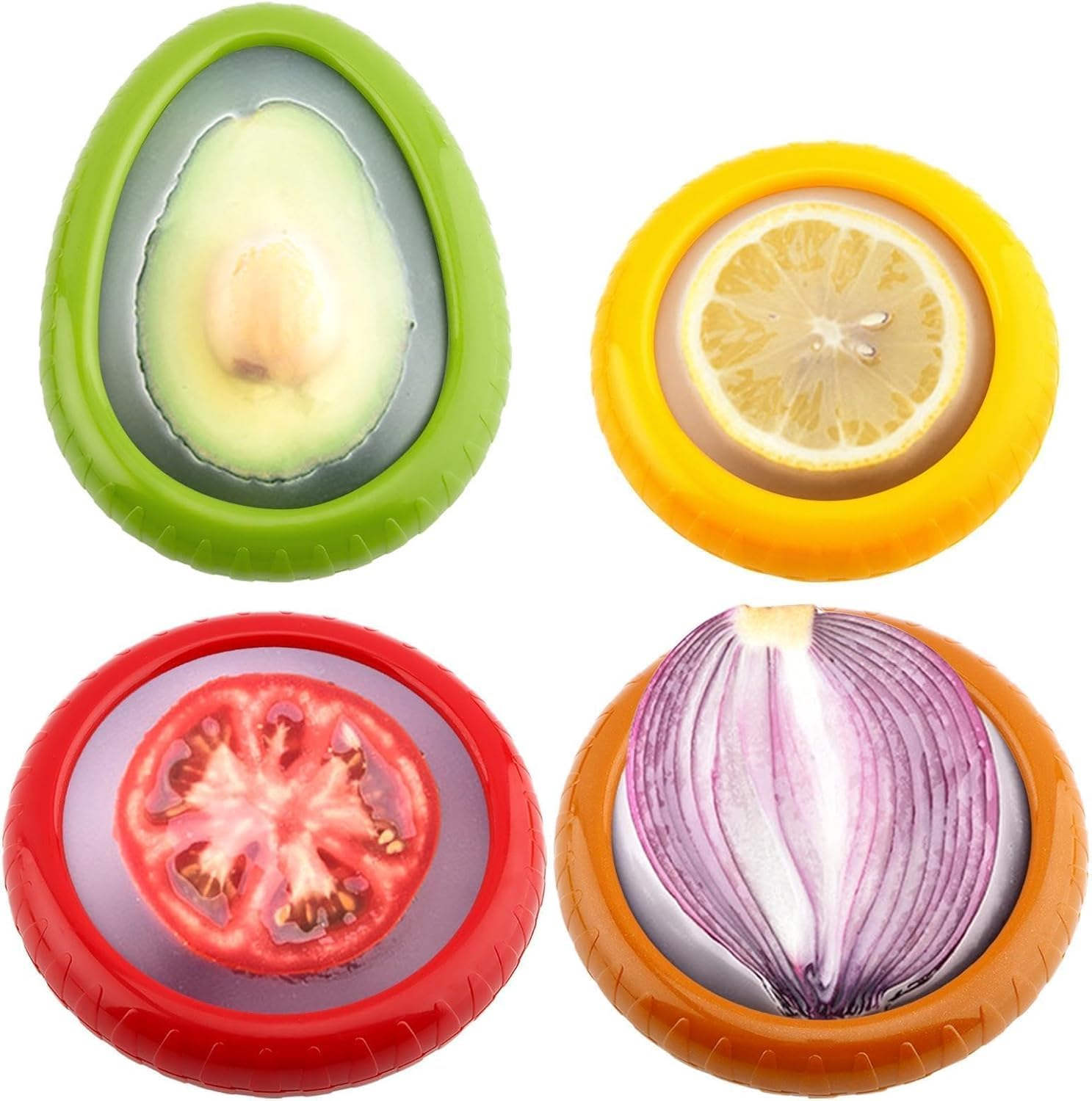 Silicone Fruit and Vegetable Storage Containers for Fridge, Onion Storage Container, Avocado Keeper,Tomato Saver, Lemon Holder Set of 4- Ideal for Garlic, Onions, Lemons and Potatoes image number 6