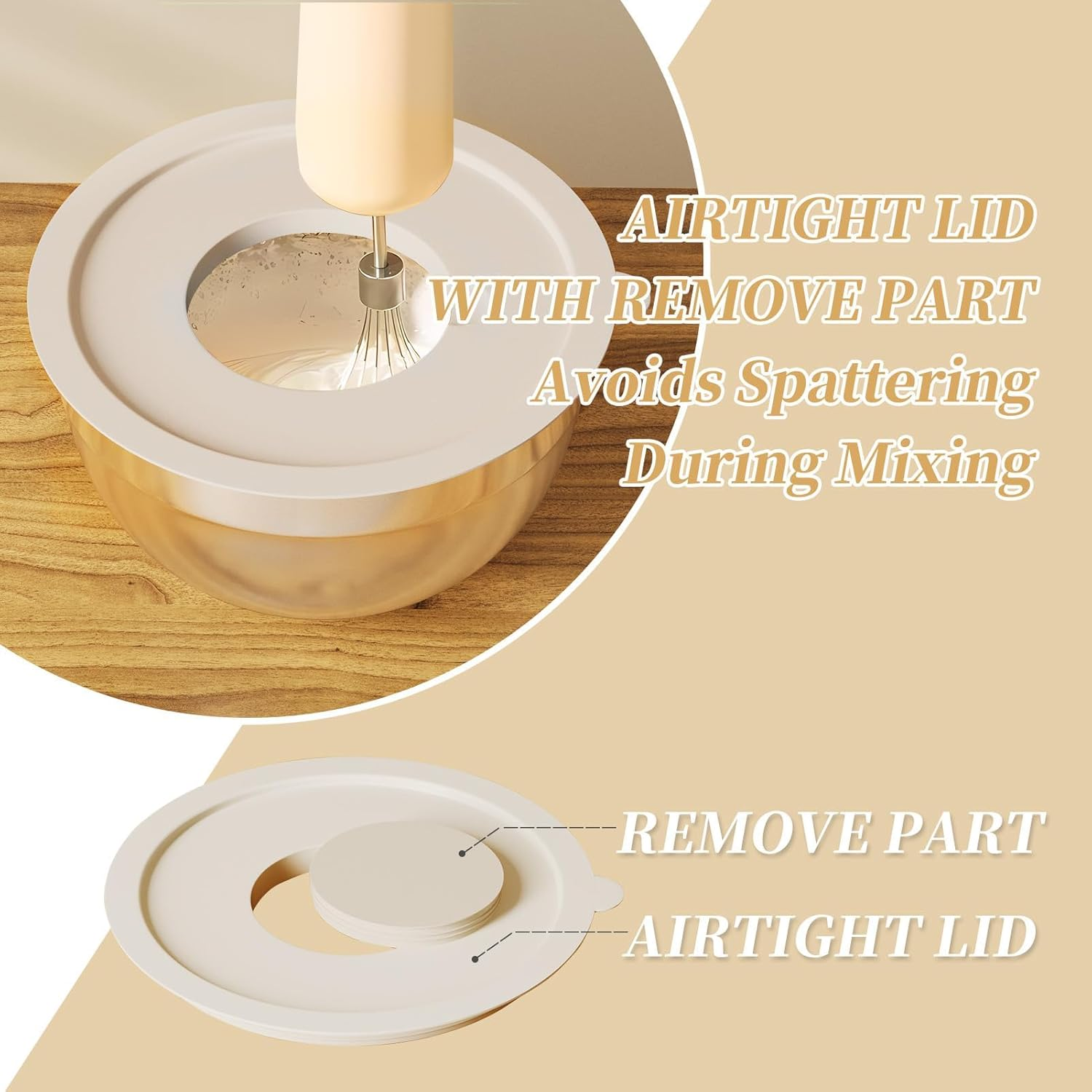 Premium 6-Piece Stainless Steel Mixing Bowls Set with Lids, 1.1-5.5 QT, Non-Slip Base, 3 Grater Attachments, Nesting Design for Kitchen Storage image number 4