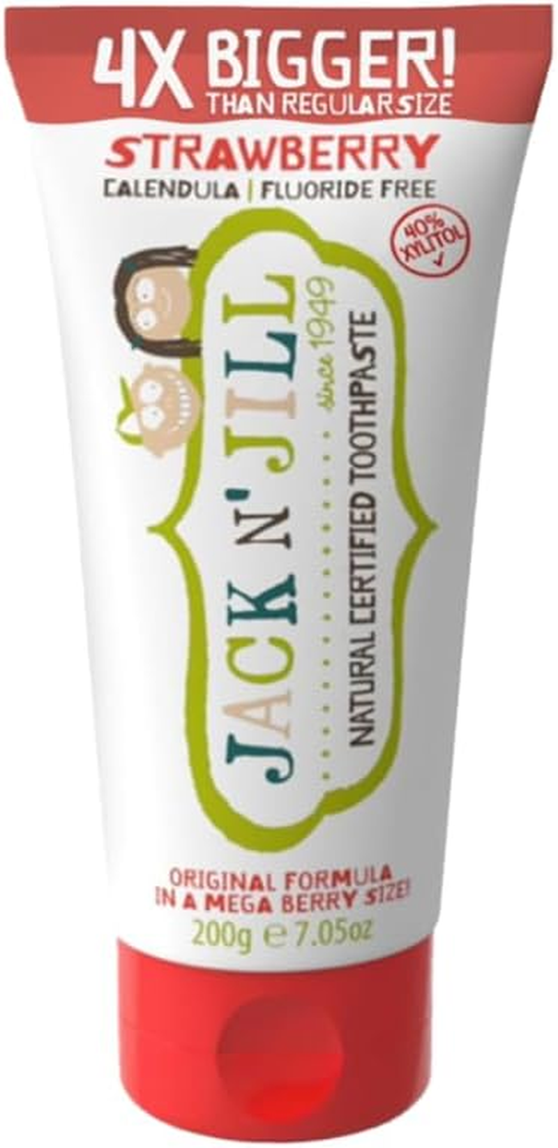 Jack N' Jill Natural Certified Kids Toothpaste 200G with 5G Tube &ndash; 40% Xylitol, Safe If Swallowed, Fluoride-Free, Suitable for Toddlers & Babies 6 Months+, Organic Mega Berry Strawberry Flavour image number 3