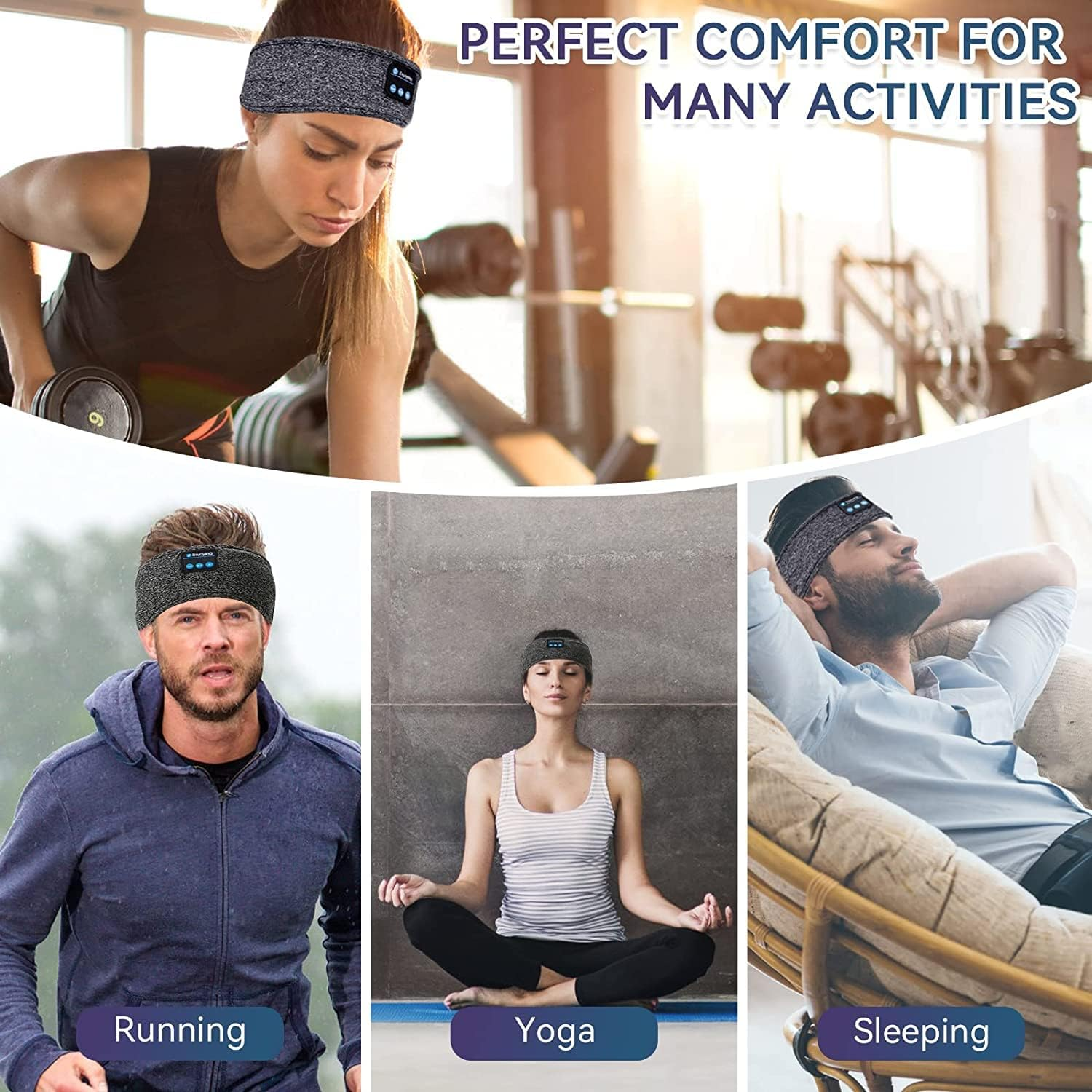 Sleeping Headphones Bluetooth Headband, Wireless Headband Headphones Sports Headband with Ultra-Thin HD Stereo Speakers for Gift, Sleeping, Workout, Jogging, Yoga, Beauty, Insomnia, Travel, Meditation image number 3