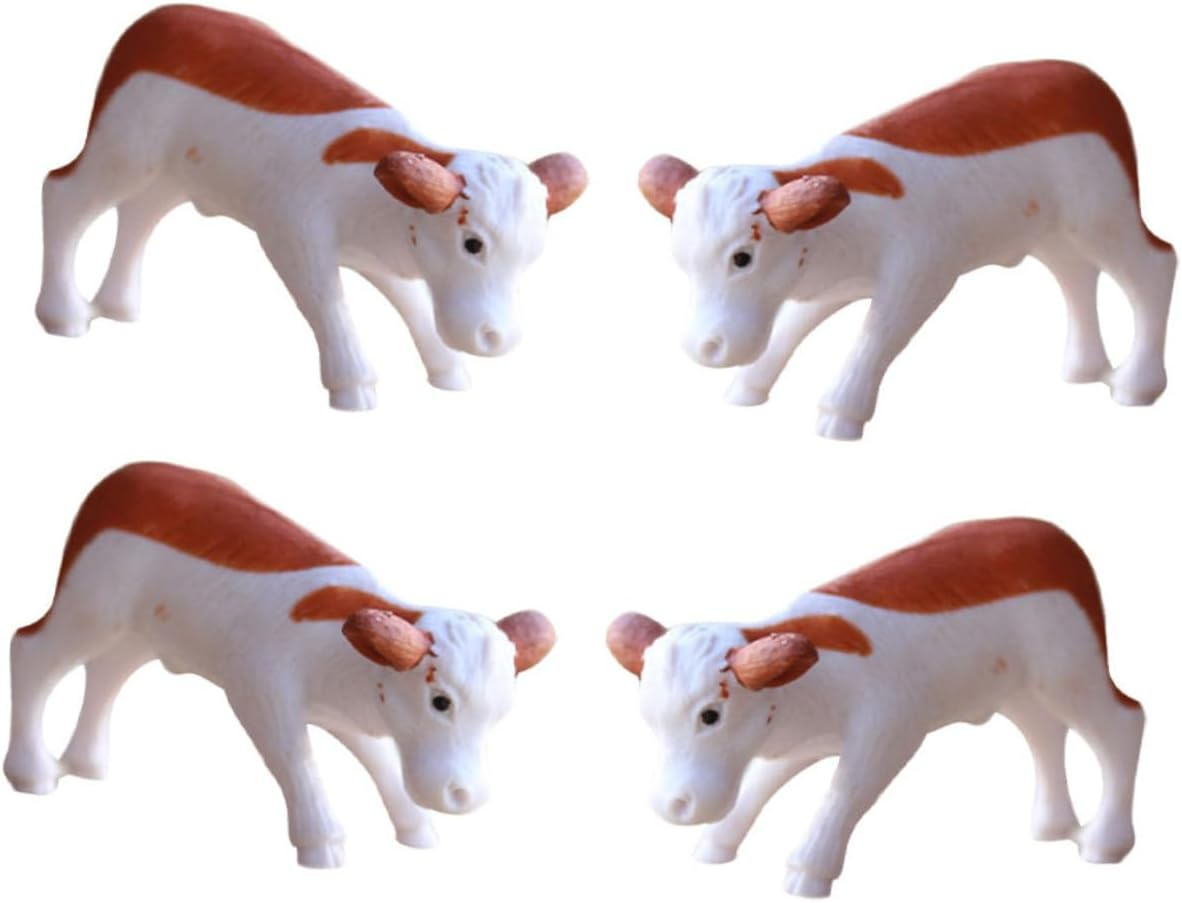BESPORTBLE 4Pcs Miniature Cow Figurines Lifelike Aquarium Decorations for Fish Tanks and Flowerpots Non-Fading Safe Material Aquatic Vitality and Home Decor image number 5