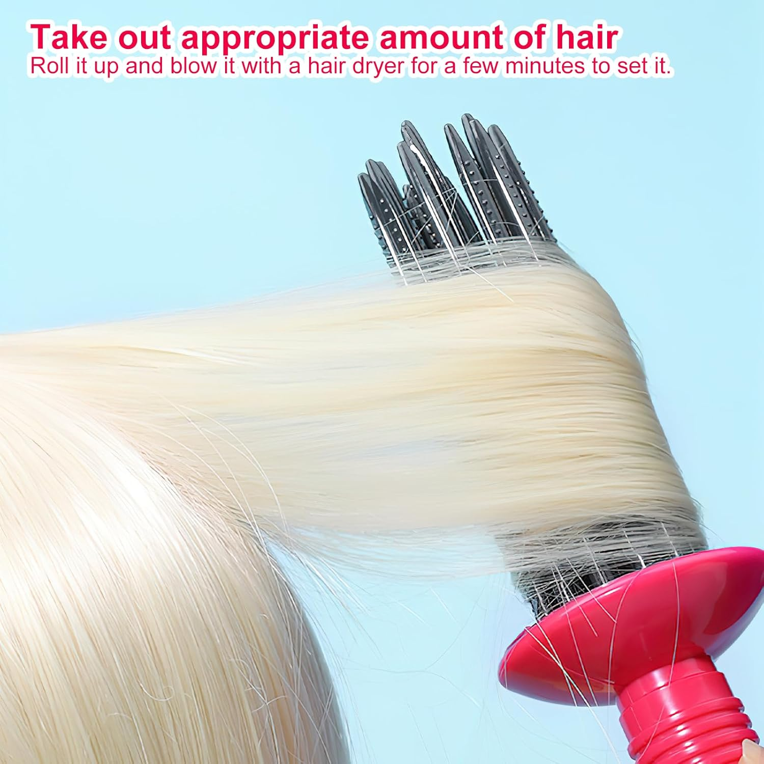 Hot Air Styling Brush, 9.6 Inch Heatless Curly Hair Brush for Fluffy Hair, Curlers for Travel, Home, Household Women Hot Air Combs for Fluffy Hair image number 6