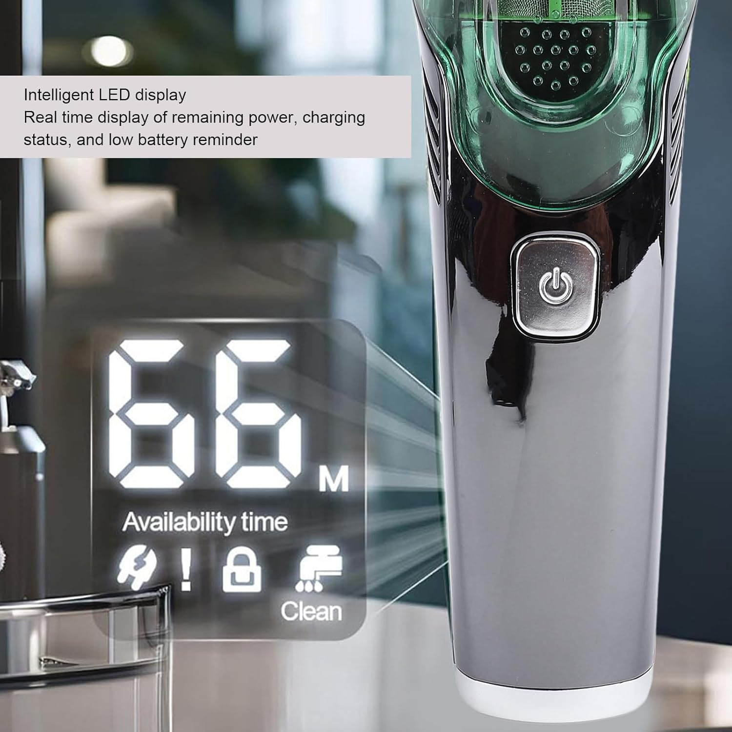 Cordless Vacuum Clipper, Silent Strong Power LED Display, 1400 Mah Hair Trimmer for Men, with Integrated Vacuum, Ideal for Moustache image number 4