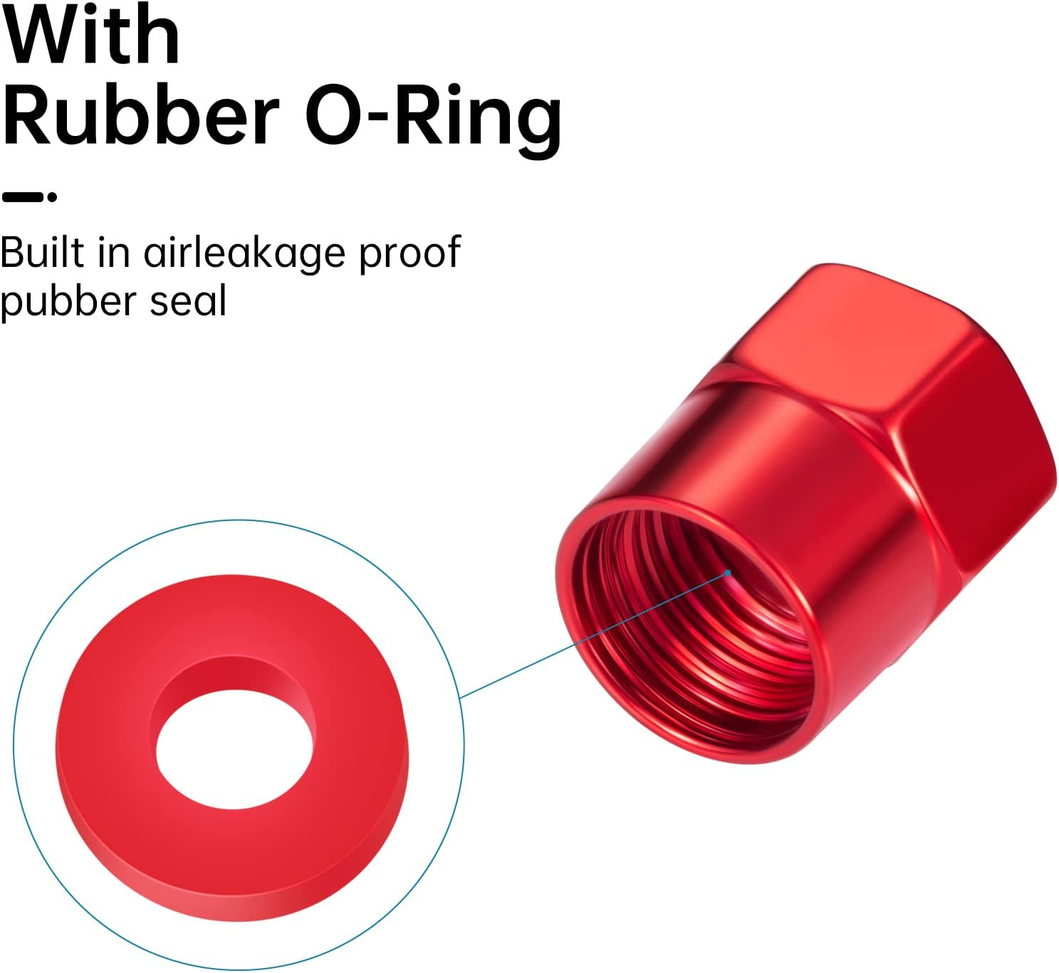 Tire Valve Stem Caps,Wheel Caps Compatible with Metal Air Valve Cover Car Accessory,4 Pcs(Red) image number 2