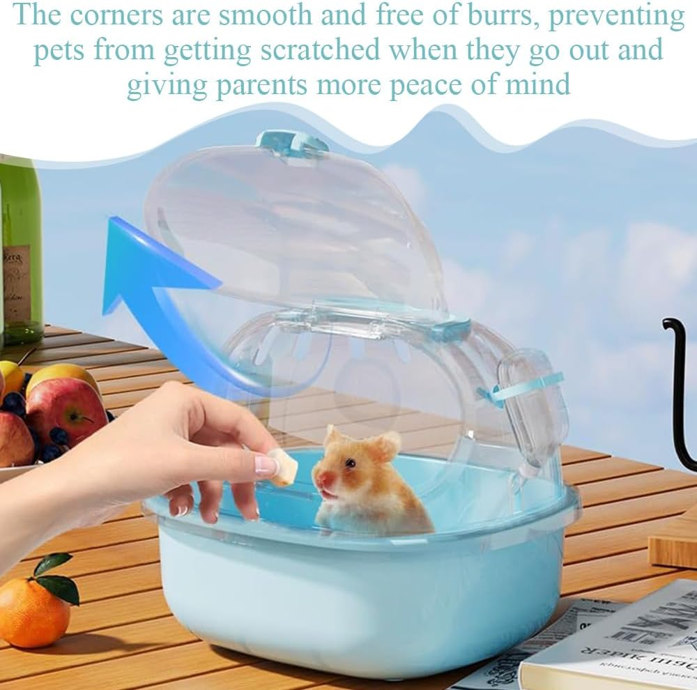 Hamster Carrier Cage,With 60Ml Water Bottle,Portable Animal Travel Carrier Carry Case,Handheld Plastic Cage,Pet Supplies,For Gerbils,Hamster,Small Pets image number 1