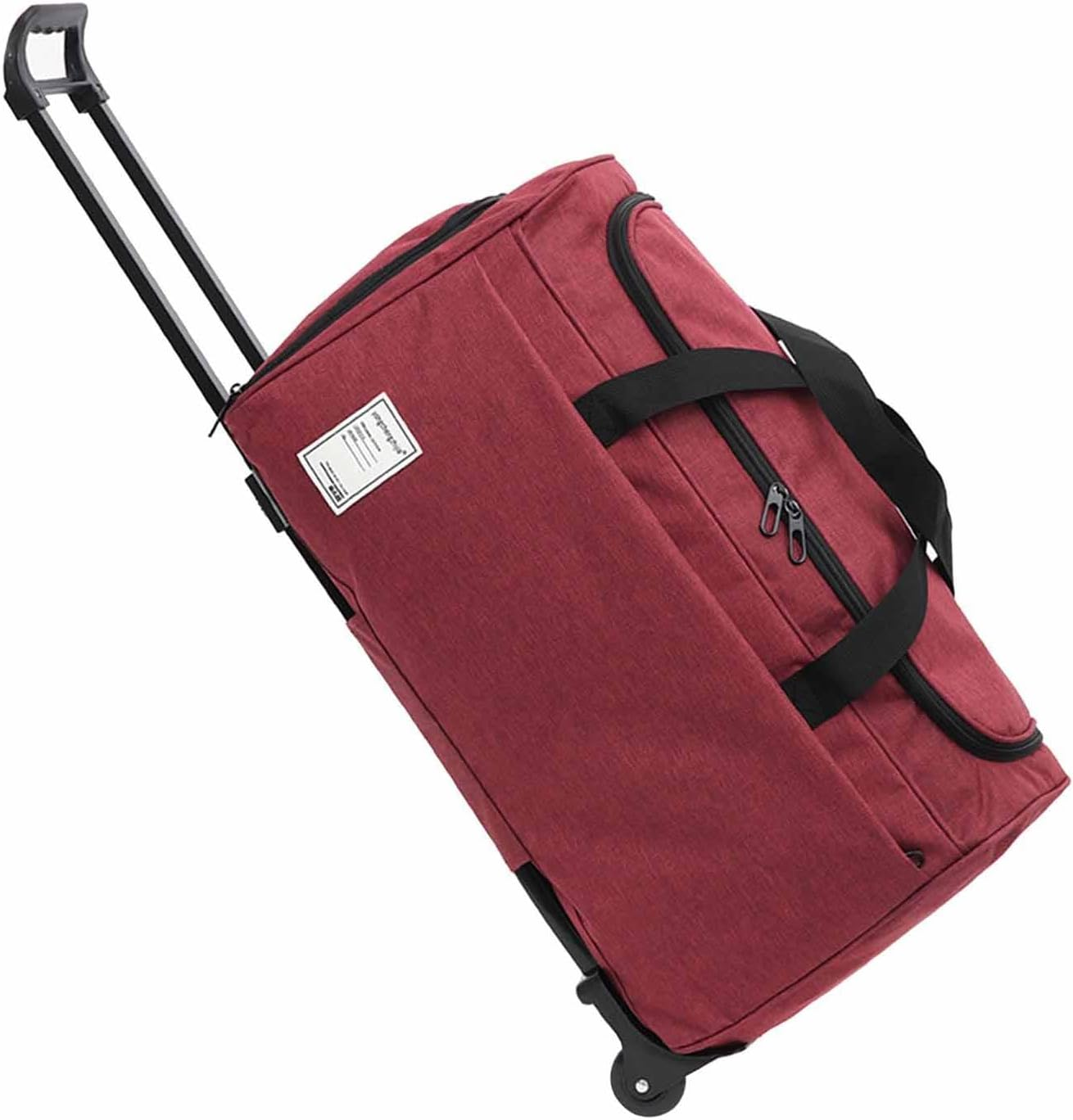 Baotyjie Rolling Duffel Bag Travel Bag Portable for Men Women Storage Camping Suitcase Waterproof Oxford Cloth Travel Luggage Foldable, Red