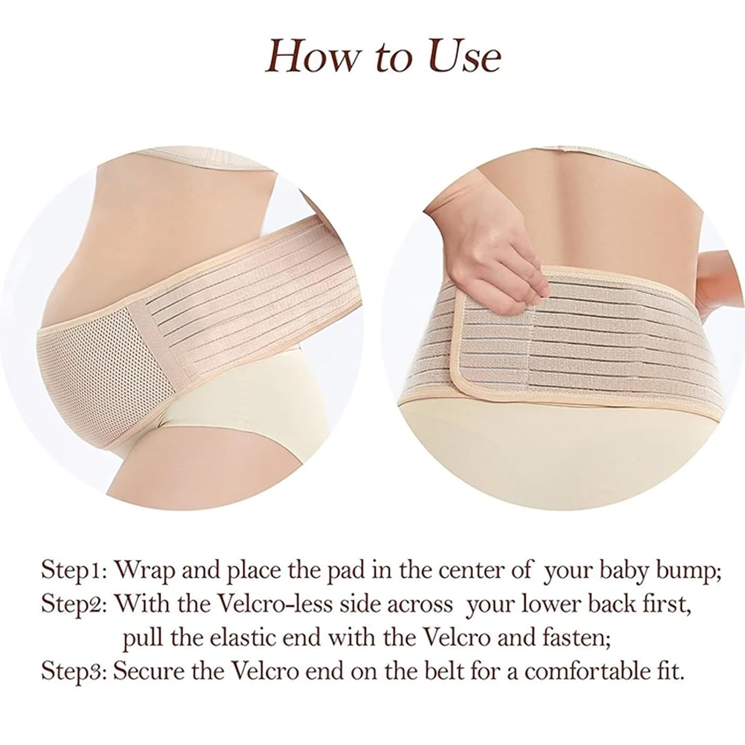 MYLEUS Adjustable Maternity Belly Band,Light and Breathable Pregnancy Belly Support Band,Prenatal Cradle for Baby,For Abdomen, Pelvic, Waist, & Back Pain(One Size,Nude Colour) image number 4