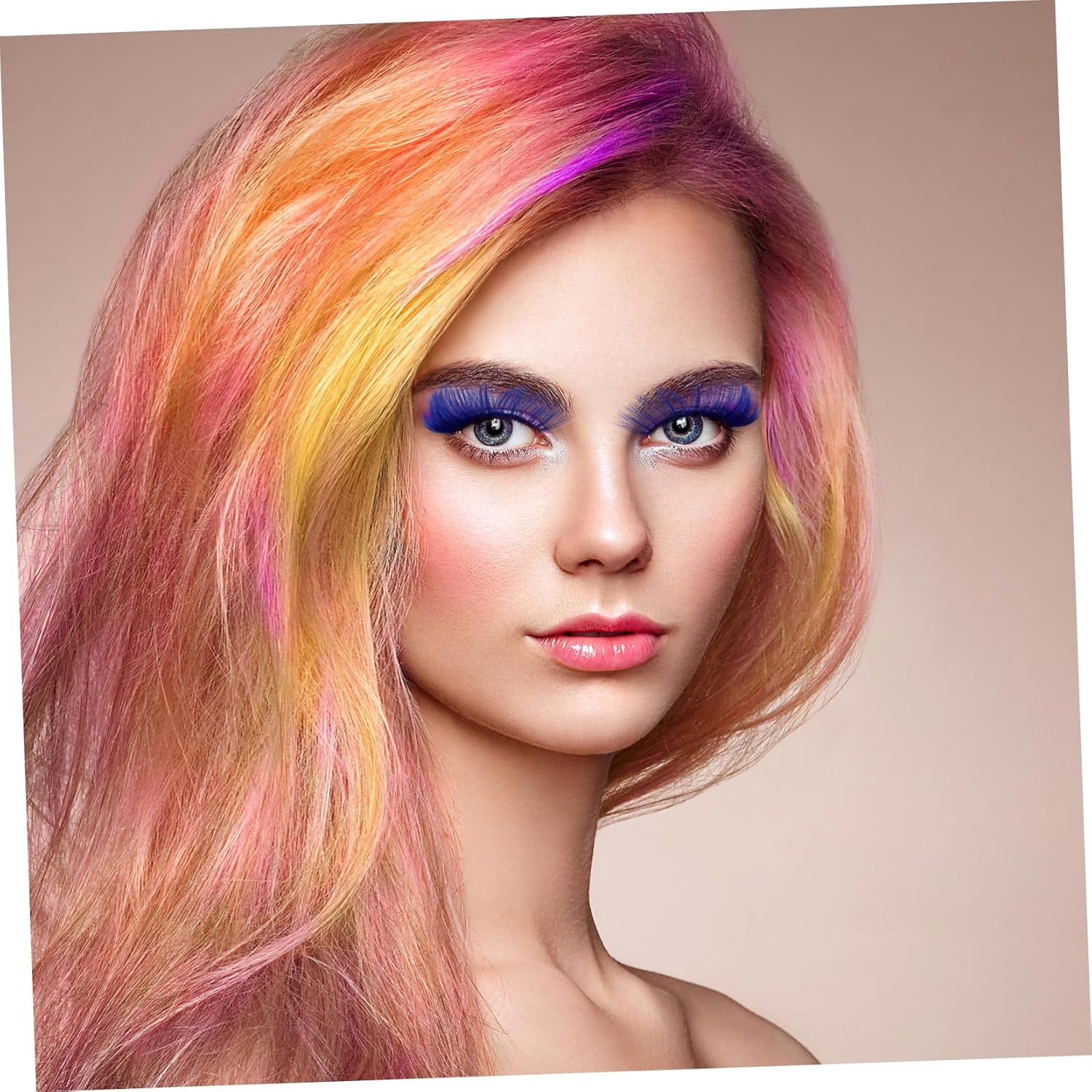 Healeved 5Pairs Colored Eyelashe,Halloween Colorful Eyelashes,Decorative Dense 3D Eyelashes,Performance False Eyelashes Beauty Tools for Halloween Cosplay Long Dramatic Party - As Shown image number 2