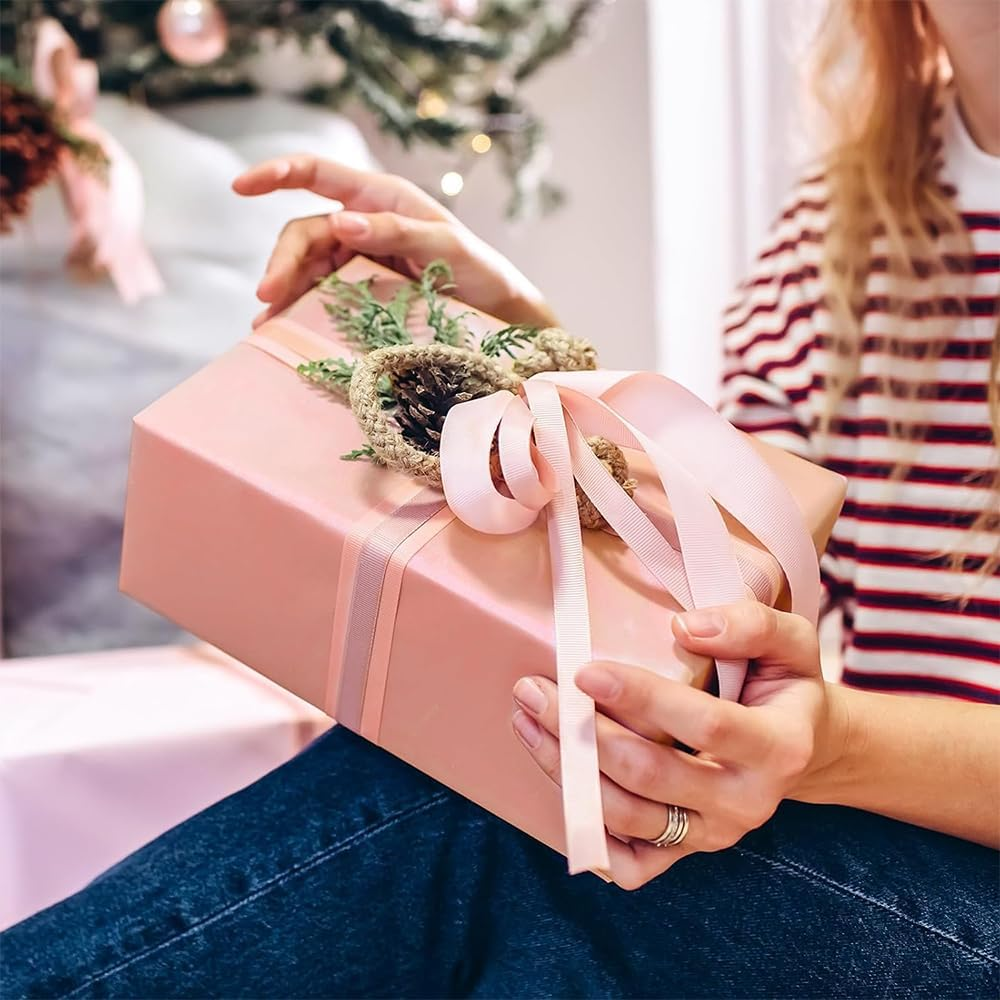 Wrapping Paper Roll with Pearly-Lustre Finish, Wrapping Paper,Elegant Gift Wrap for Weddings, Birthdays, Christmas & Holidays(17" X 32.8 Ft) (Blue) - Blue image number 5