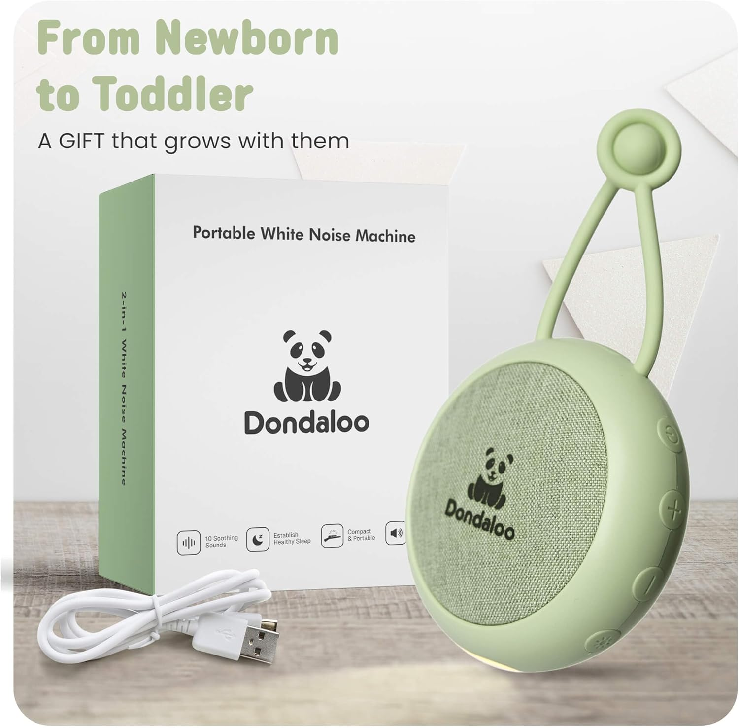 Portable White Noise Machine for Baby & Kids &ndash; Sound Machine with 10 Selected Soothing Sounds, Night Light, Auto-Off Timer, Volume Control, USB-C Rechargeable, Nursery & Travel Essential image number 2