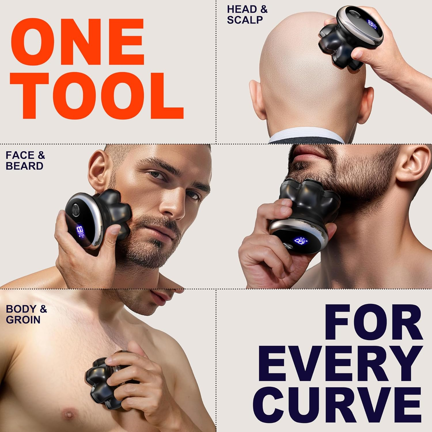 7D Head Shavers for Bald Men, Electric Shaver Grooming Kit with LED Display, Wet/Dry Waterproof Rotary Razor, Rechargeable Type-C Fast Charging, Ideal for Home & Travel image number 2