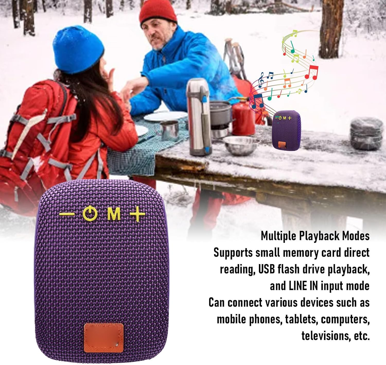 GOWENIC Portable Bluetooth Speaker for Bike, IPX5 Waterproof Bike Speaker with FM Radio, TWS Pairing, for Cycling Hiking Camping (Purple) image number 4