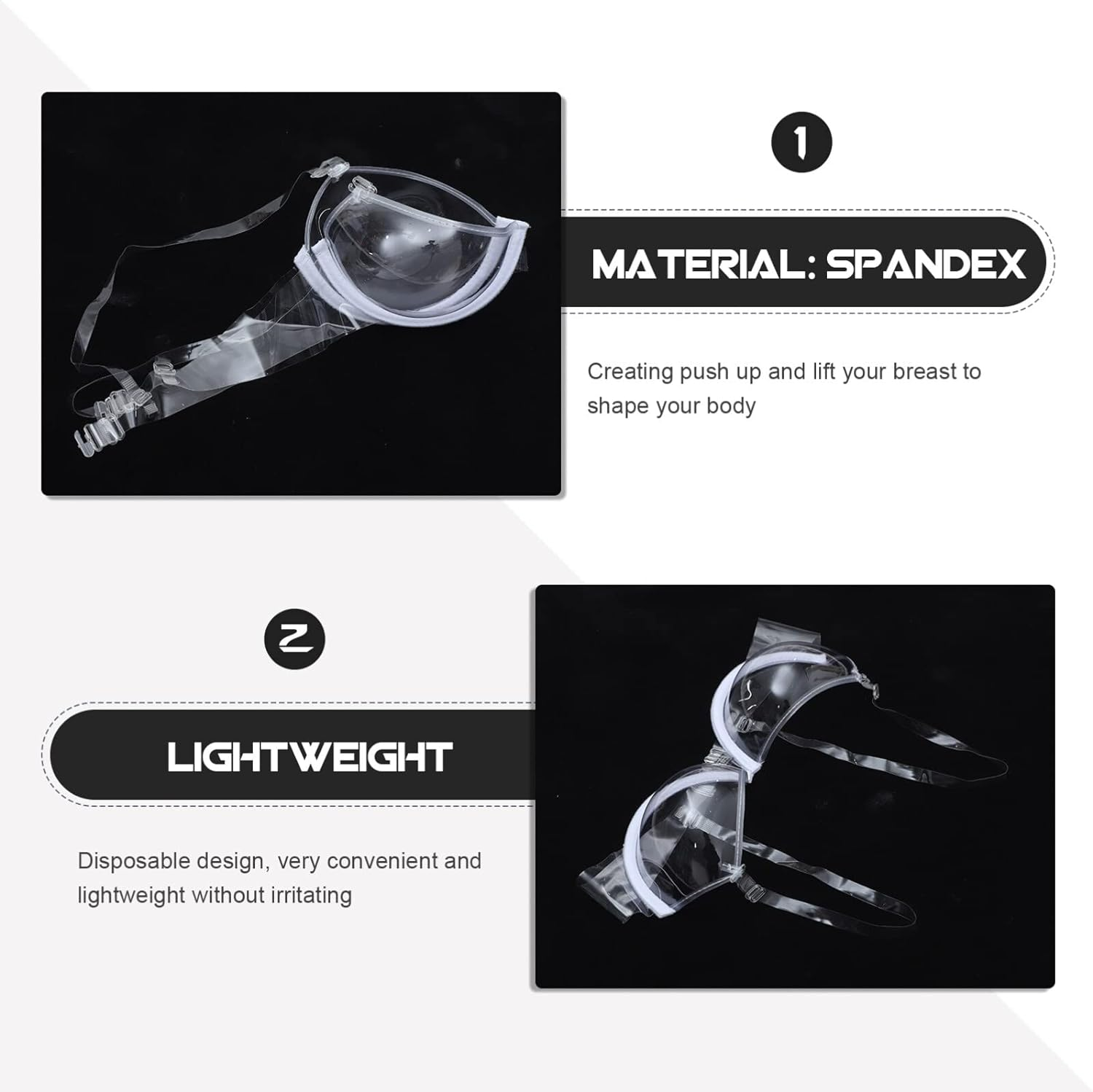 Invisible Bras for Women Womens Seamless Clear Back Bra Disposable Invisible Transparent Underwear Ultra-Fine Shoulder Strap for Travel 36 image number 6