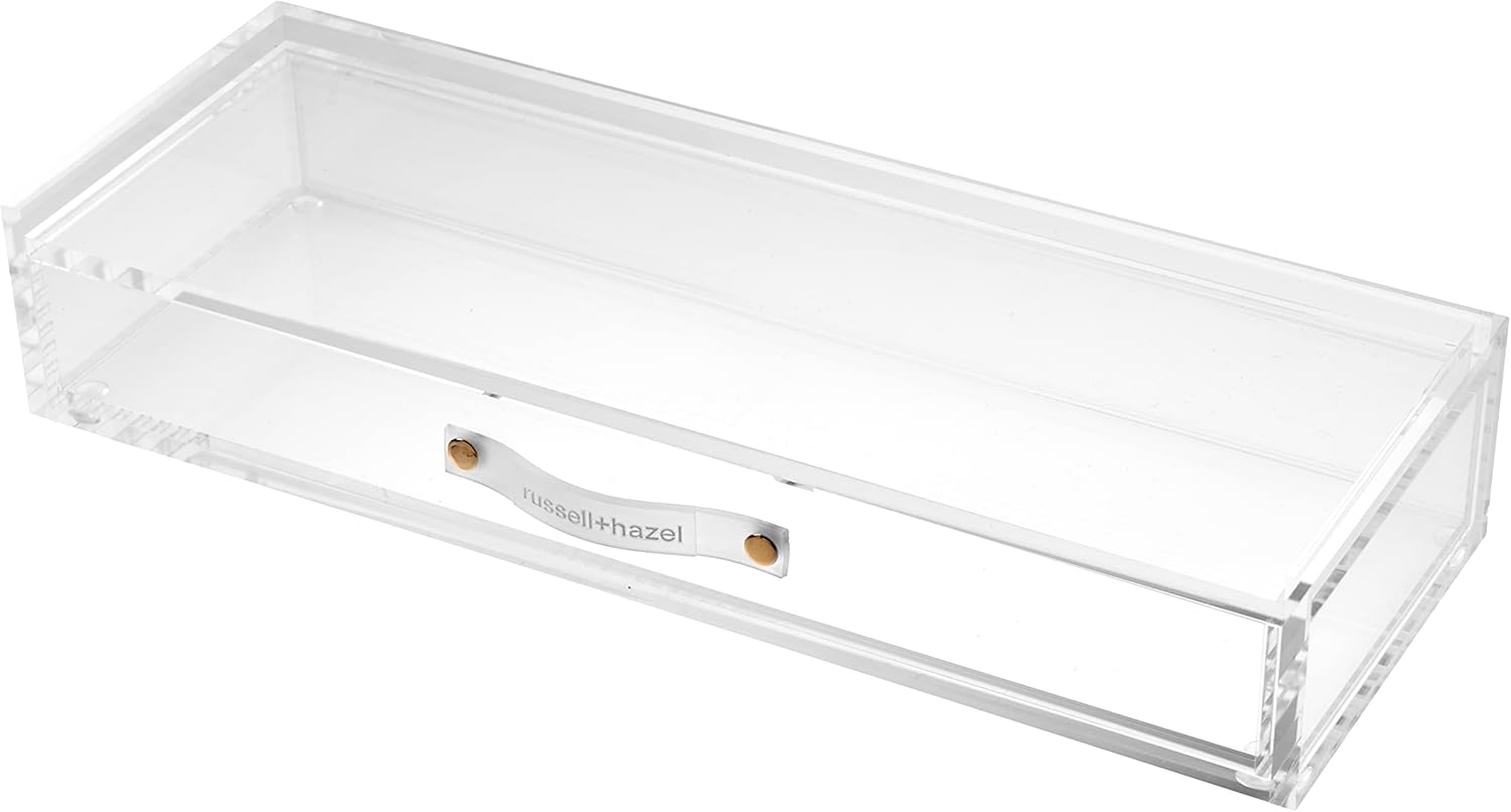 Russell+Hazel Acrylic Drawer Organizer, Office Supplies, Clear, with Handle, 4.5&rdquo; X 12&rdquo; X 2.25&rdquo; image number 1