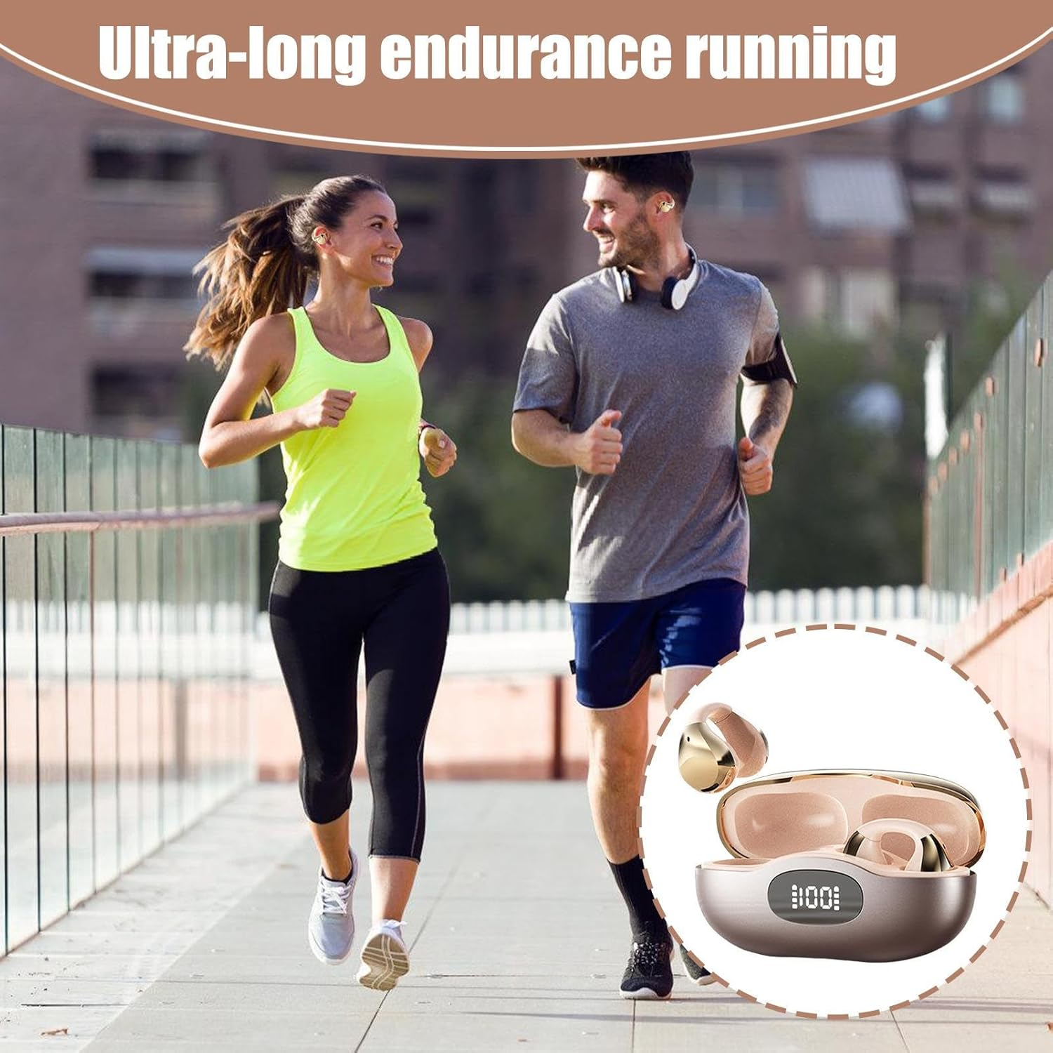 Open Ear Wireless Headphones | Wireless Earbuds Headphones | Comfortable Aesthetic Design Earphones for Gym Sport Workouts Running Outdoor Activities