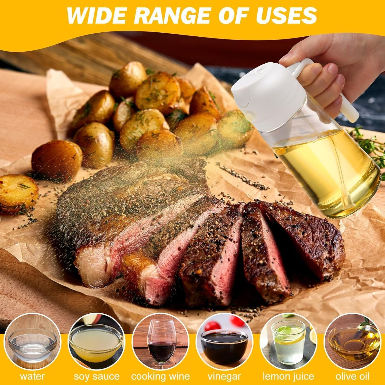 16Oz/470Ml Glass Olive Oil Sprayer for Cooking, 2 in 1 Olive Oil Dispenser Bottle for Kitchen, Premium Dark Green Glass Oil Bottle, Food-Grade Oil Mister for Air Fryer, BBQ image number 5