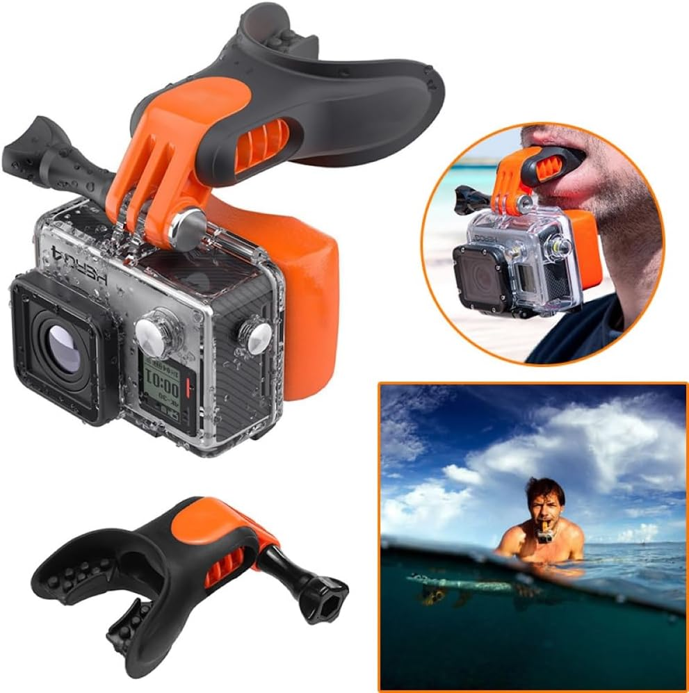 Azragon Gopro Accessories Mouth Mount for Gopro Hero 13/12/11/10/9 & DJI Osmo Action | Surfing, Skiing, Mountain Biking Mouth Bracket with Anti-Slip Design