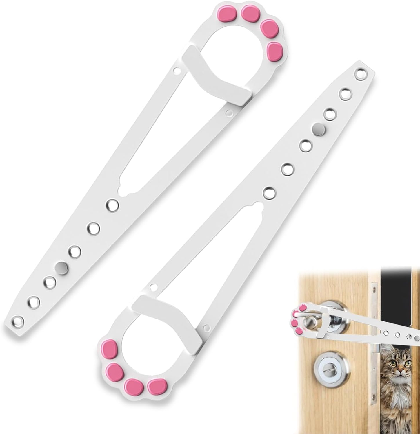 Treayes Pet Door Holder, Cat Door Latch Easy to Install Keep Dogs Out for Bedroom (White) image number 2