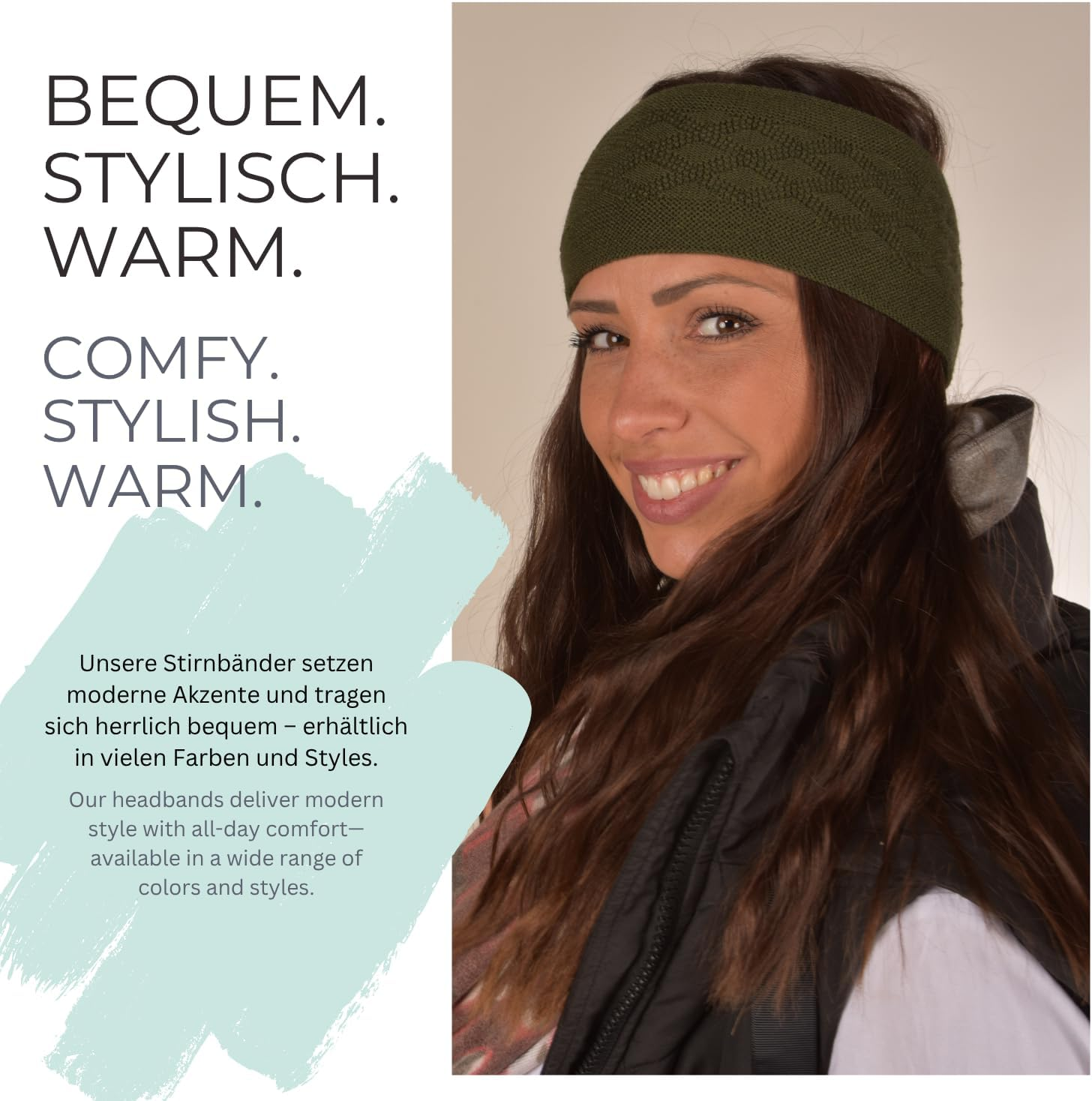 Stylebreaker Women'S Knitted Headband Plain with Checked Pattern, Thermal Fleece Lining, Winter Headband, Plain 04026061, Colour: Light Grey image number 1