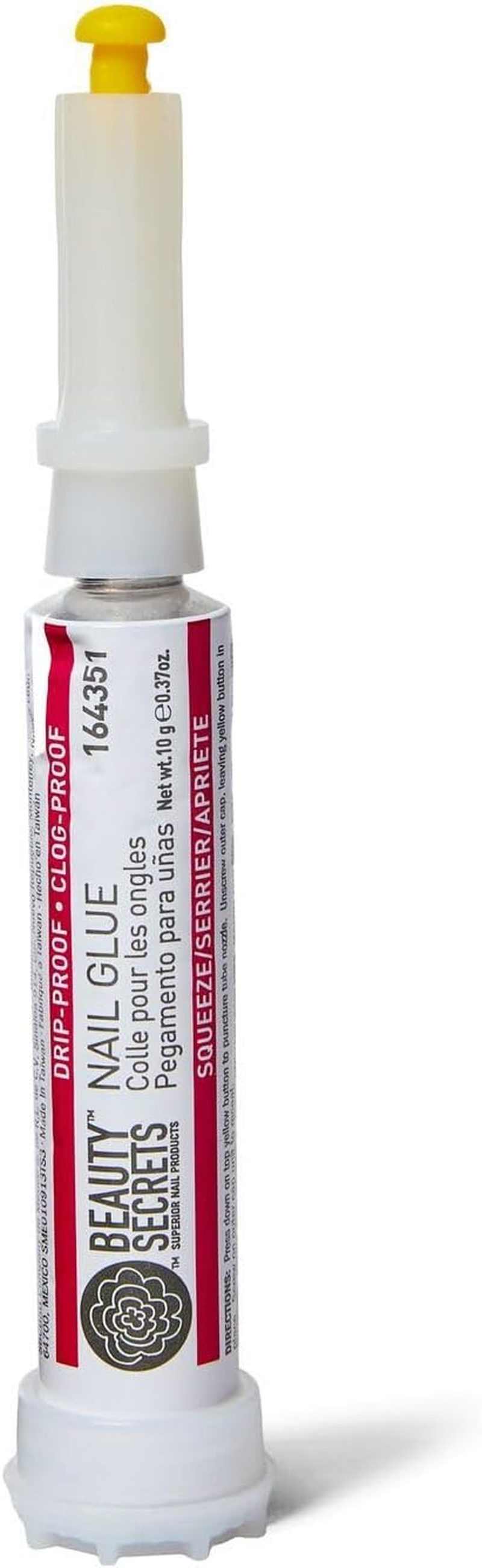 Beauty Secrets Drip & Clog Proof Nail Glue (1 Pack) Bundled with Nail File Black Cushion Medium Coarse 180/100 Grit by Beauty Secrets image number 3