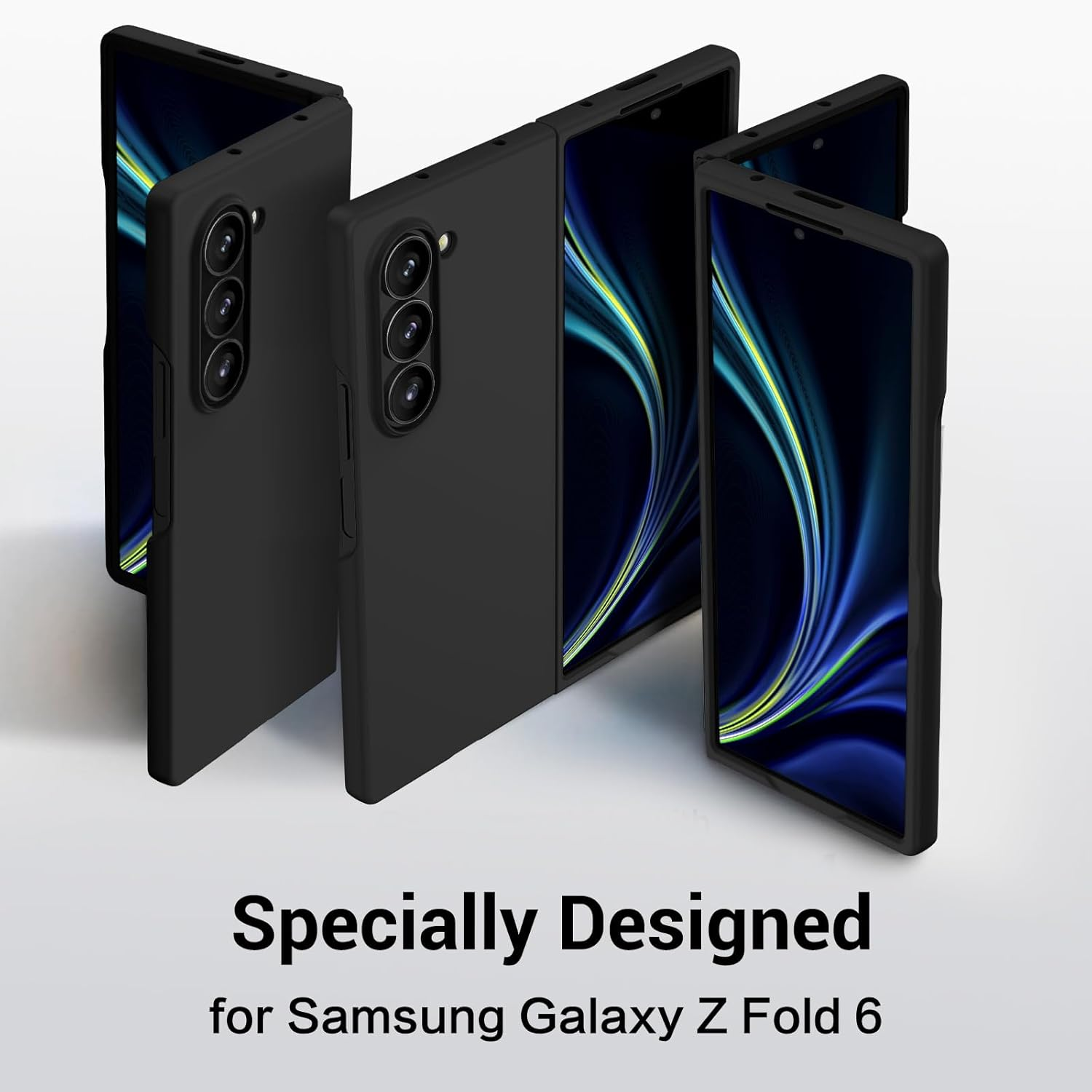 Gaobao Slim Fit Samsung Galaxy Z Fold 6 Case [Built-In Screen Protector] Soft Shockproof Full Body Protective Phone Case Covers for Samsung Galaxy Z Fold 6 (7.6 Inch), Black image number 5