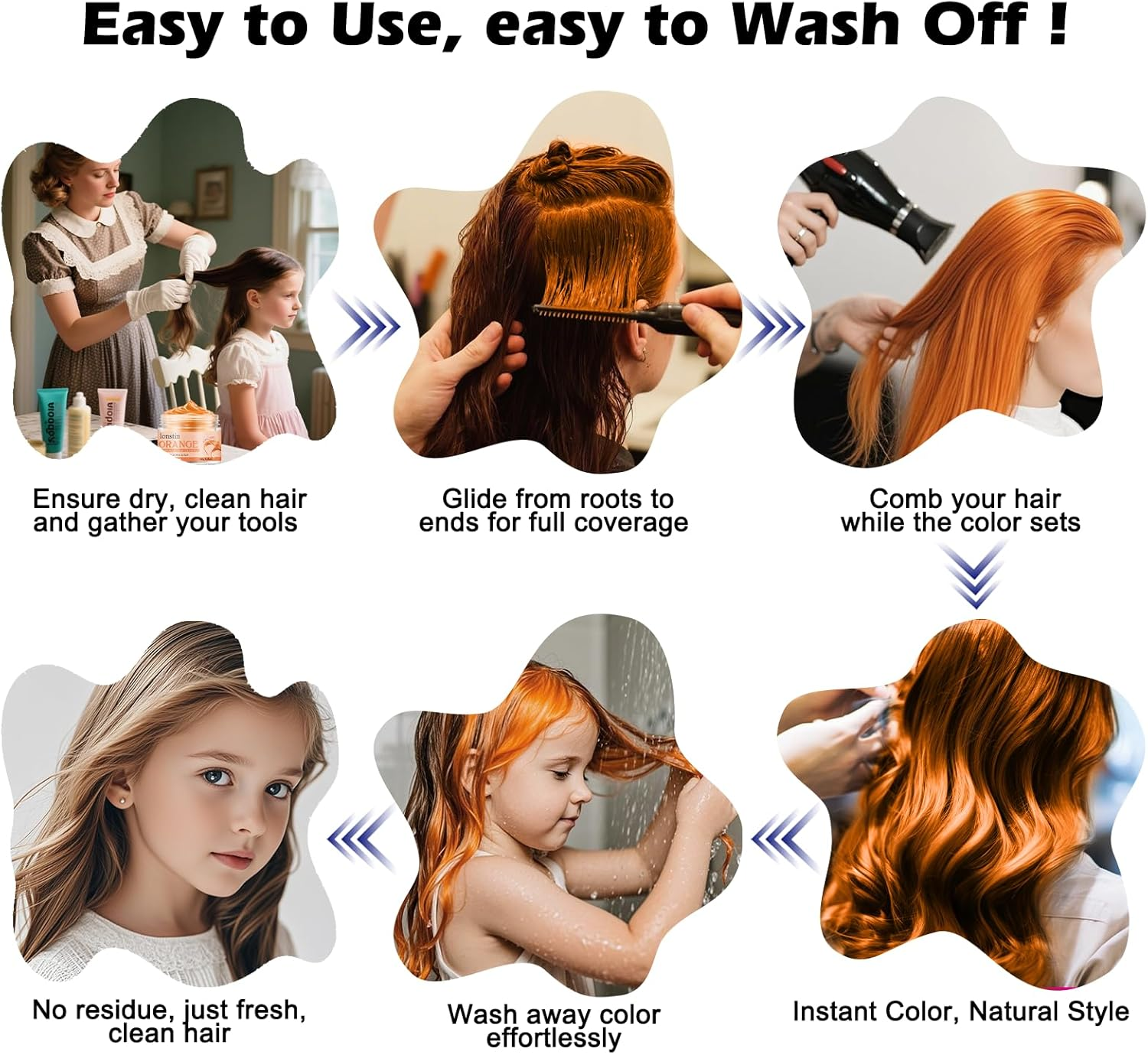 Lonstin Orange Hair Wax 100G Temporary Hair Color for Kids Adults Washable Non Sticky Hair Styling Mud for Parties Cosplay Halloween and Daily Hair Looks image number 5