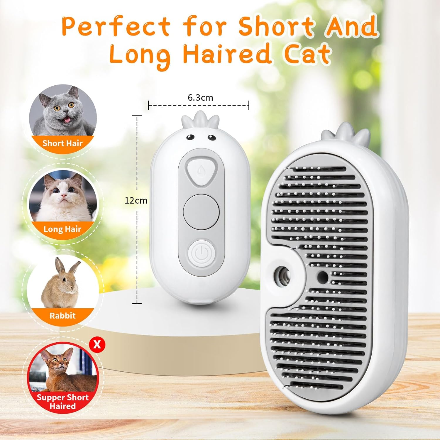 TOHDHC Cat Steam Brush, Spray Cat Brush with Release Button, Self-Cleaning Steam Pet Brush for Cat Shedding, Cat Grooming Brush for Removing Knots, Loose Hair image number 6