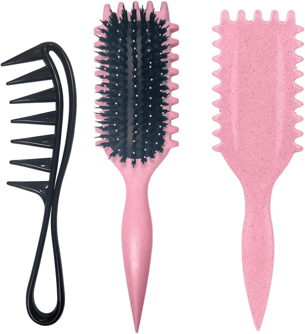 Ruayia Teeth Combs + Shark Tooth Comb Women, Wide Tooth Comb Kit for Men, Hair Styling Salon, Highlight Comb, Wide Tooth Comb, Curling Brush, Coarse Teeth - Pink image number 3
