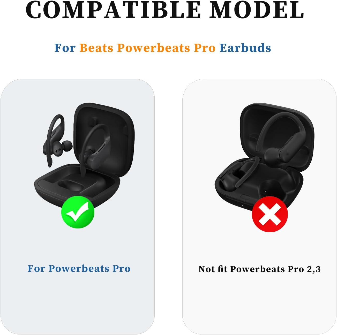 8 Pairs Replacement Eartips Silicone Earbuds for Beats Powerbeats Pro Earphone, Secure Fit, Waterproof and Sweatproof (Black) image number 1