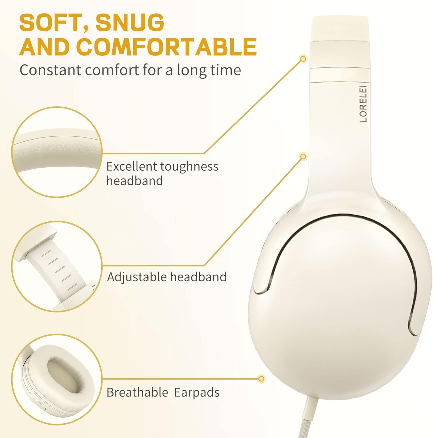 LORELEI E5 Kids Headphones (DE) (Beige White) image number 1