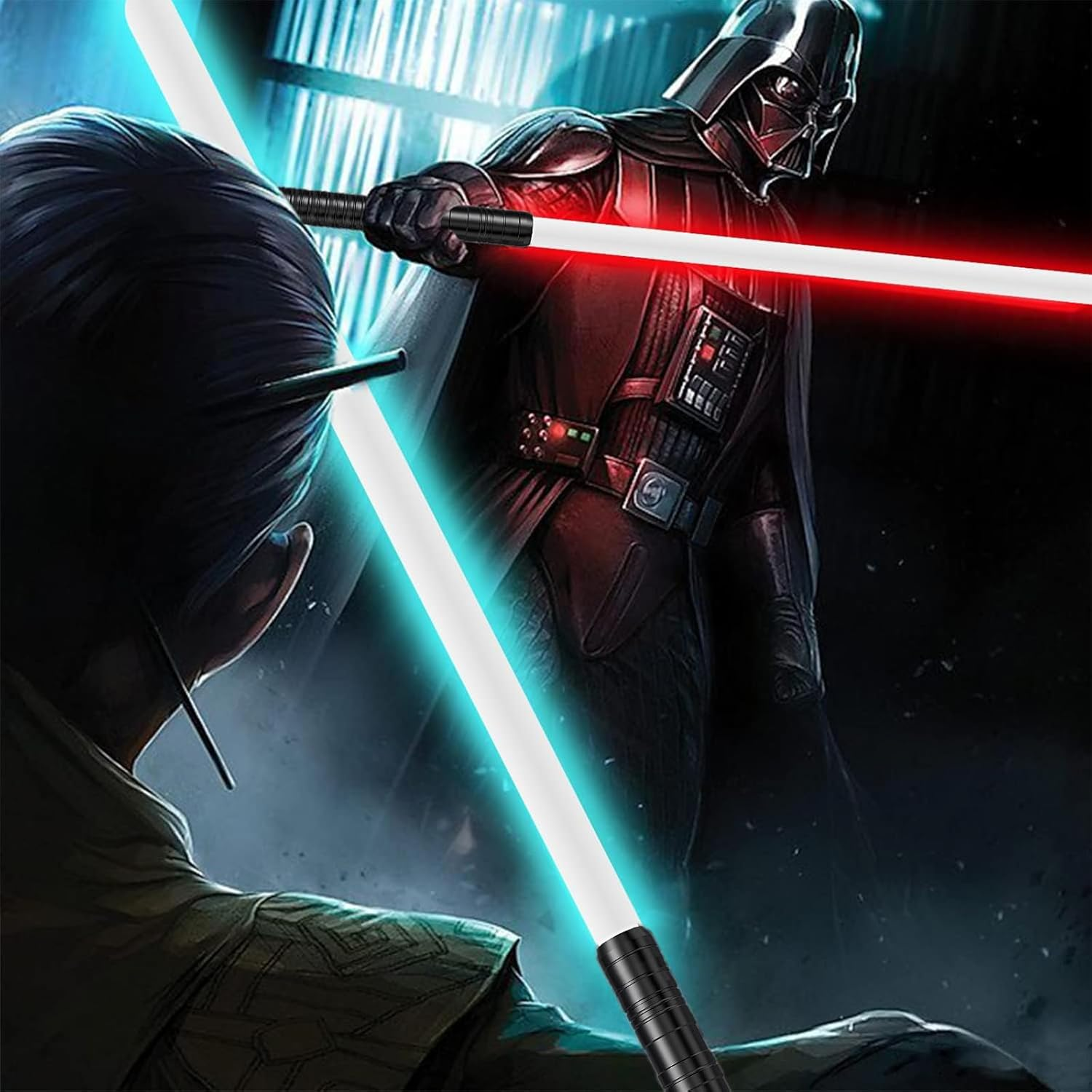 Lightsaber 2 Pack Metal Hilt Light Saber RGB 7 Colors Changeable 2 in 1 Dueling Lightsaber Rechargeable Light Sabers for Adults & Kids Halloween Cosplay (Black) image number 4