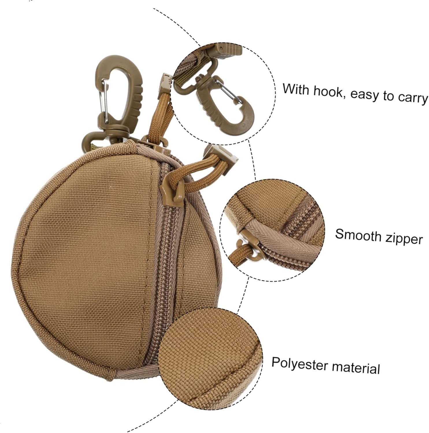 HEALEEP Sports Coin Bag Portable Storage Bag Lightweight Polyester Utility Pouch for Hiking Camping Outdoor Travel image number 2