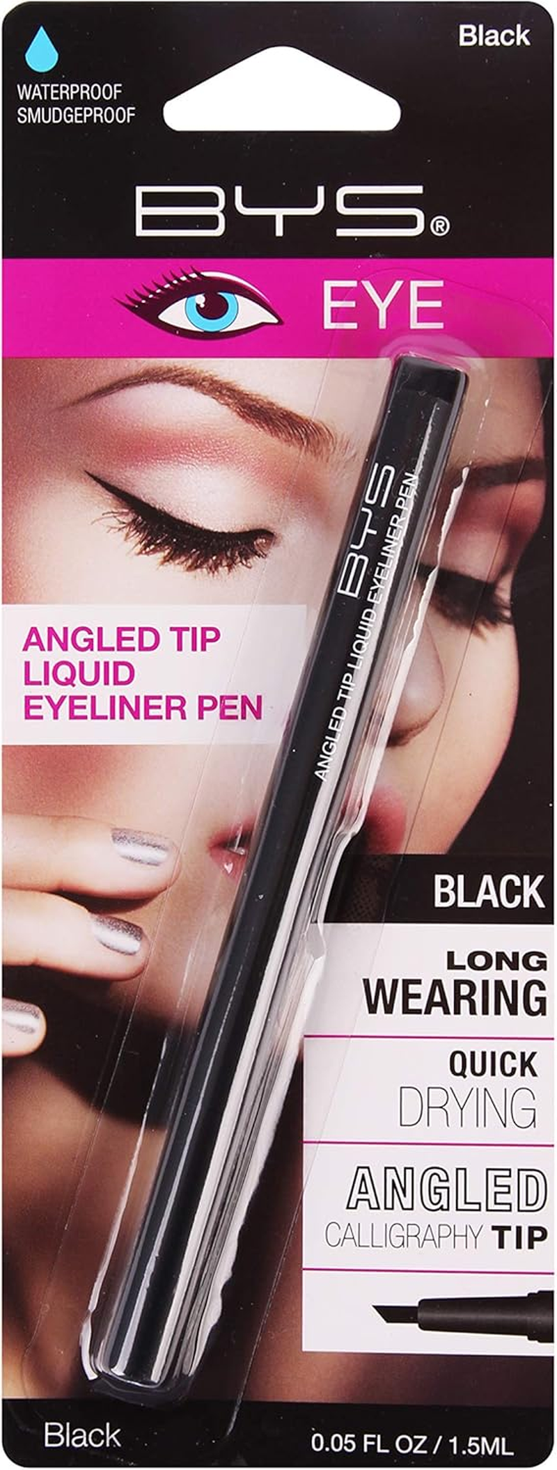 BYS Angled Tip Liquid Eyeliner Pen, Black, 1 Count