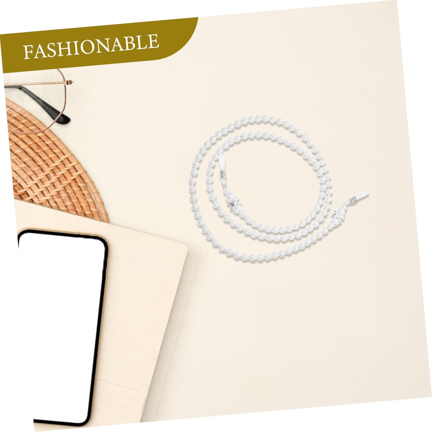 LRXIYODE Pearl Beaded Eyeglass Chain Anti-Slip Strap for Women Sunglasses and Mask Holder Fashion Necklace Eyewear Accessory Anti-Falling Lanyard image number 4