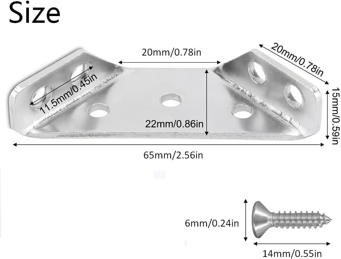 30 Pack Universal Stainless Steel Furniture Corner Connector, Stainless Steel Angle Corner Brackets, Trapeziform Corner Brace Support Bracket Fastener (Silver) image number 2