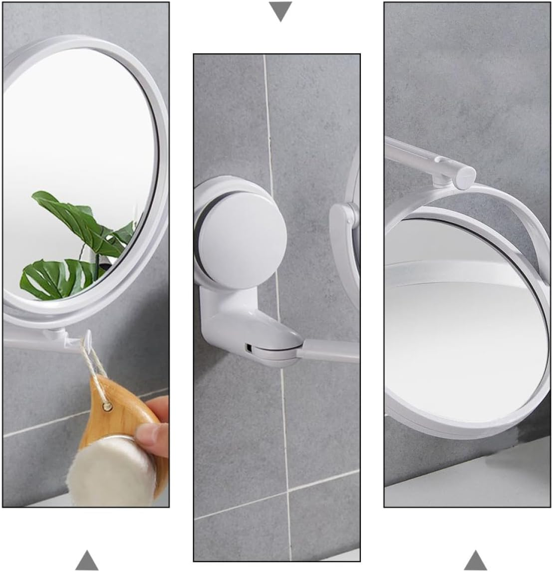 Angoily Wall-Mounted Double-Sided Suction Cup Makeup Mirror with Adjustable Angle, Small Bathroom Vanity Dressing Mirror for Dormitory and Travel Use