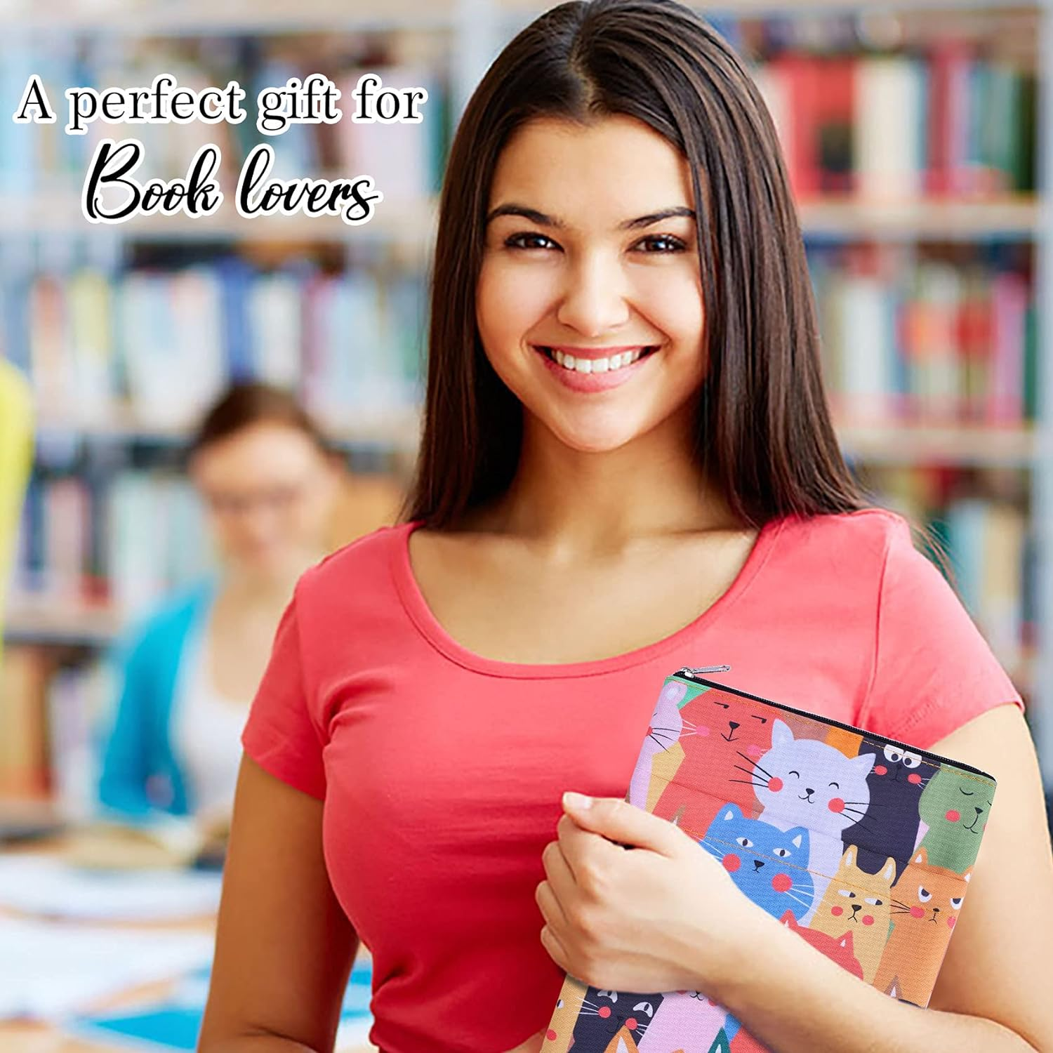 Cat Book Sleeve, Book Covers for Paperbacks, Washable Fabric, Book Sleeves with Zipper, Medium 11 Inch X 8.7 Inch Book Lover Gifts image number 6