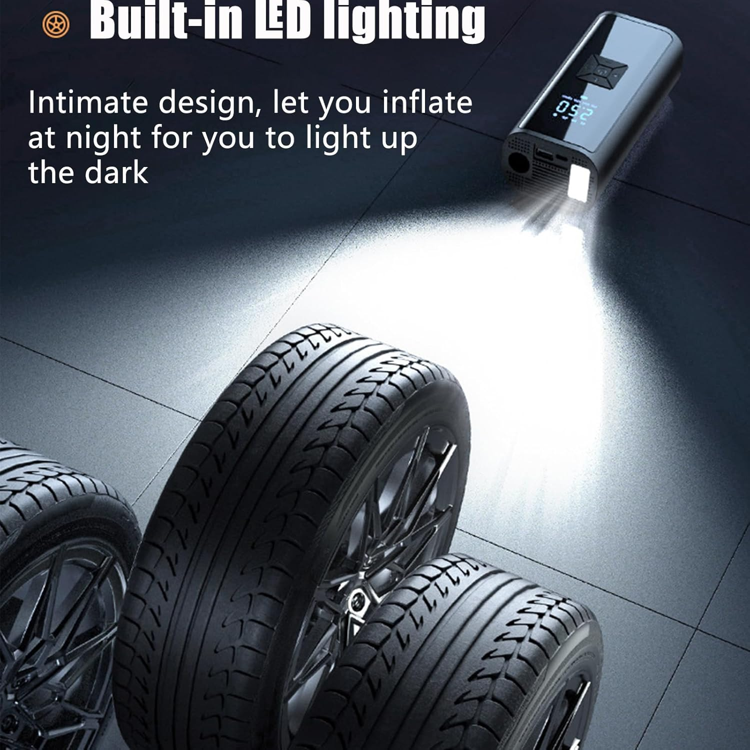 Tire Inflator Portable Air Compressor with Digital Pressure Gauge, Rechargeable Battery, 150PSI Portable Tire Inflator for Car, Cordless Bike Tire Pump image number 1