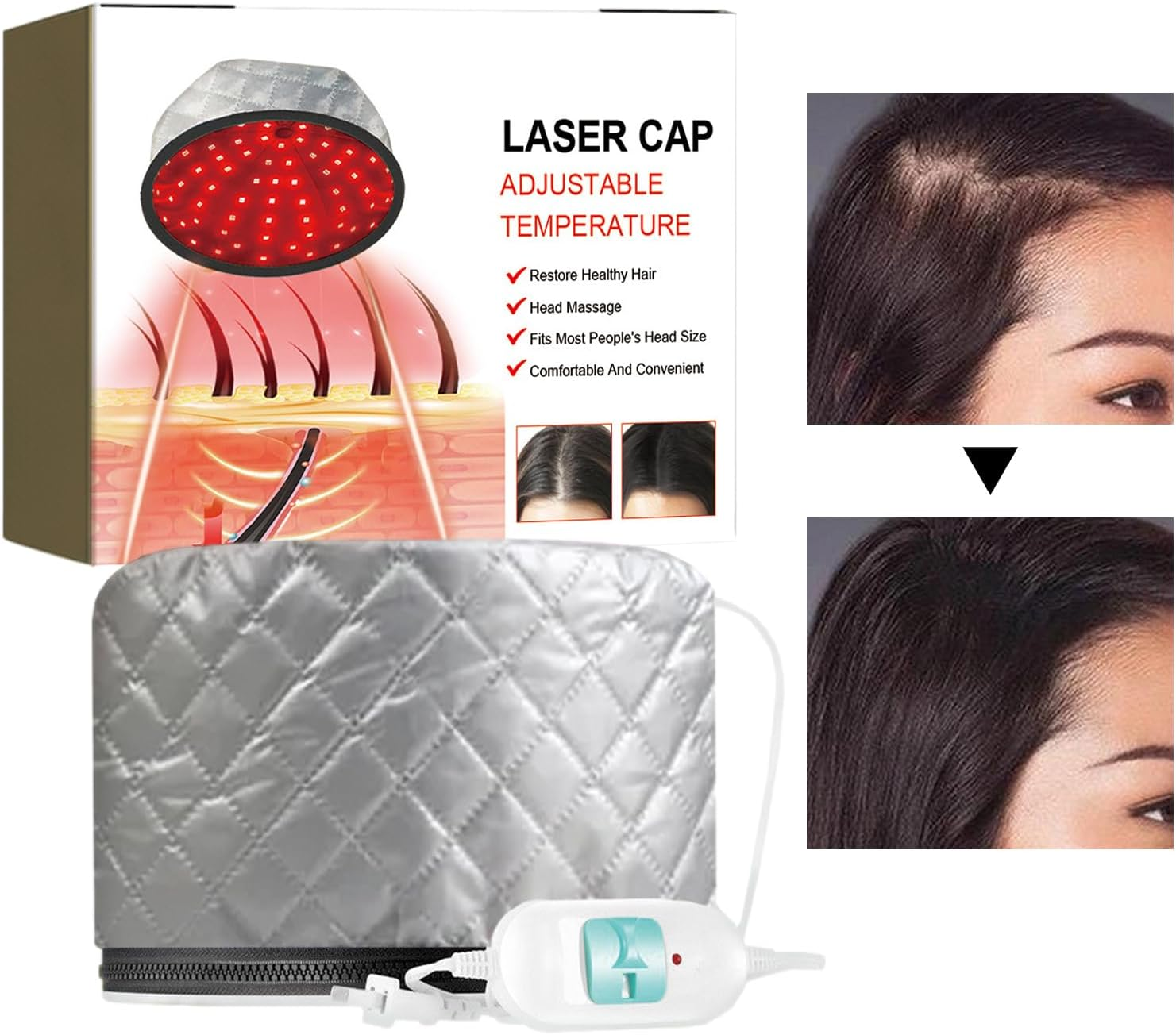 Heat Cap for Conditional, Electric Hair Care Cap with 2 Temperature Control Modes, Electric Thermal Cap for Hair Steamer Cap for Natural Hair image number 5