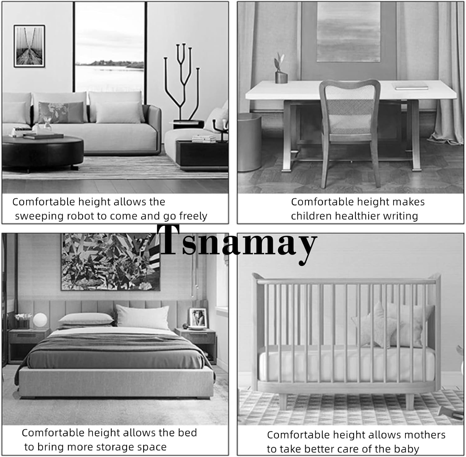 1.18" Self Adhesive Bed and Furniture Risers, Steel Bed Risers to Heavy Furniture or Beds Chair Table Riser,Round White 60X30Mm(Wh) image number 4