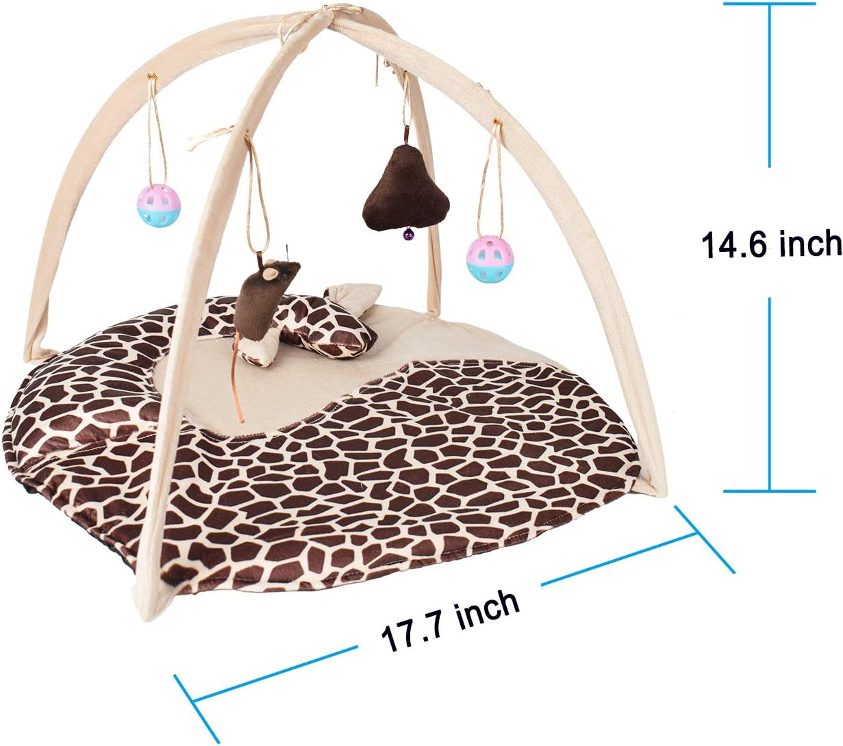 Petbonus Cat Play Mat, Cat Activity Center with Interactive Hanging Toys, Bell Ball, Mice Toy for Cats, Kitten, Kitty (Giraffe) image number 5