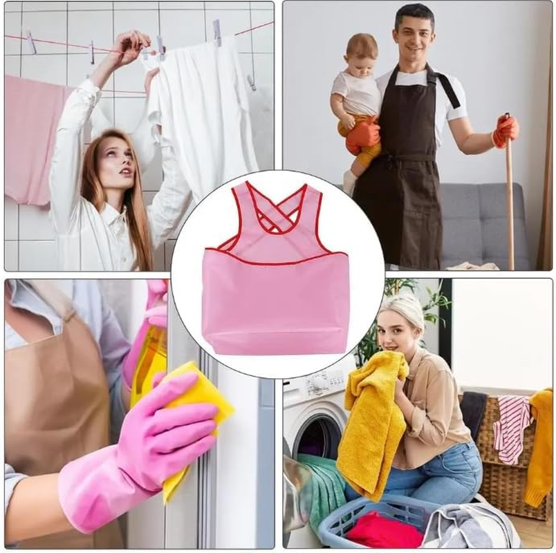 Shopiness Laundry Apron for Wet Clothes Transport and Practical Laundry Solution with Large Pocket, Drying Apron Ideal for Drying, Gardening, and Daily Use (Pink) image number 3