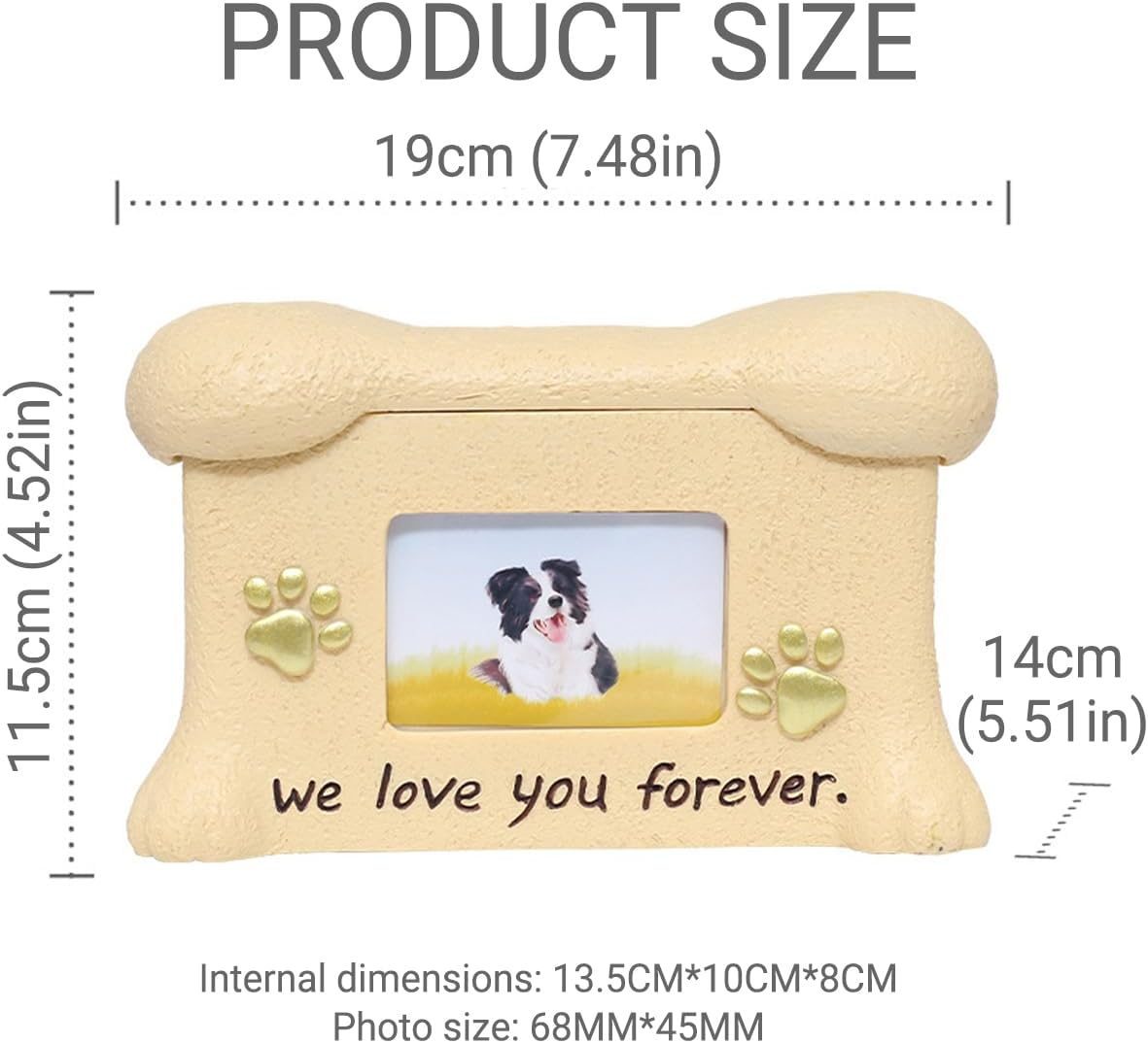 AIMALL Resin Pet Urn for Ashes - Memorial Keepsake Box for Dog, Cat, Puppy, or Kitten - with Photo Frame & Non-Slip Mat - Pet Cremation Urn for Beloved Pets image number 5