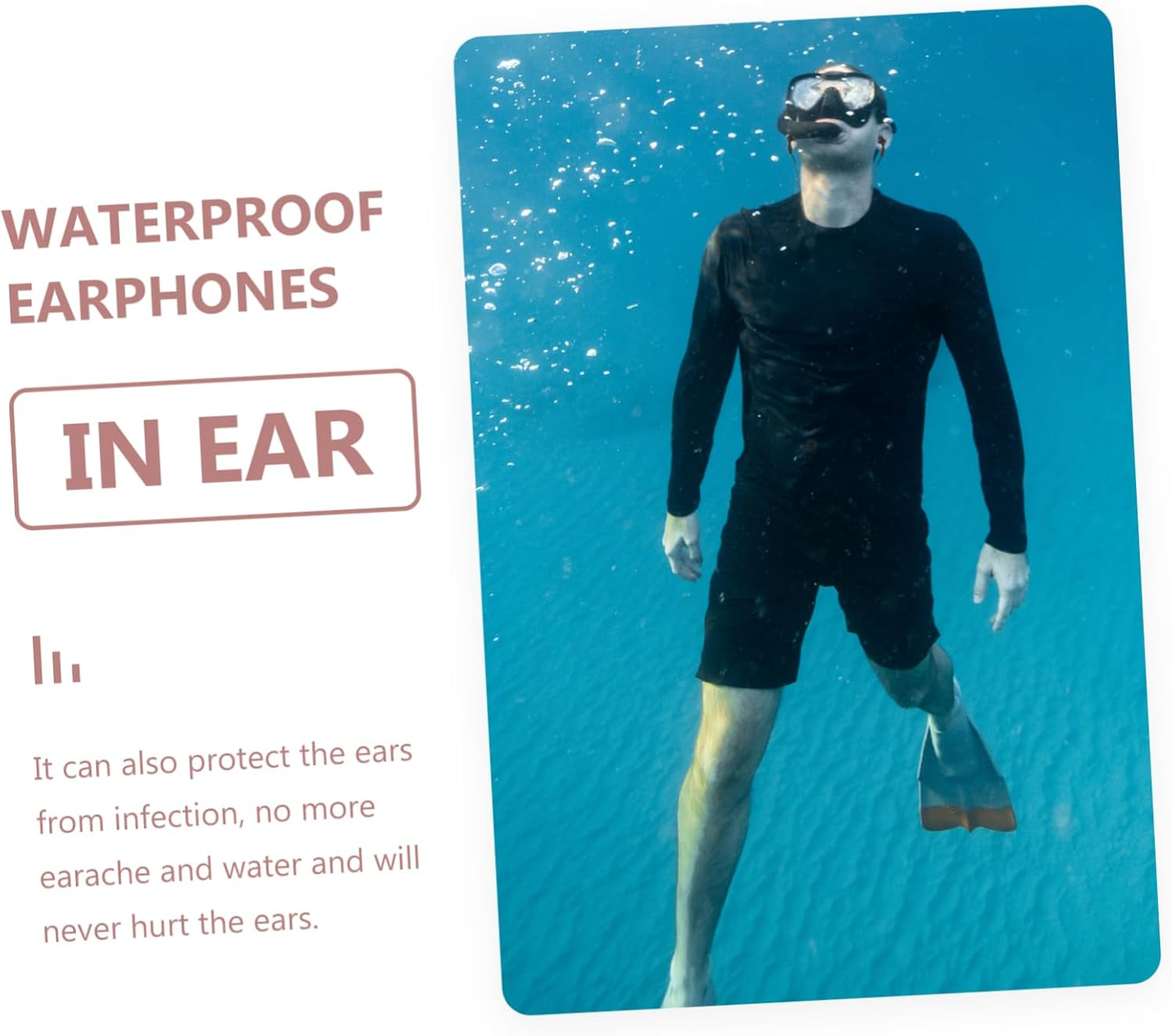 SWOOMEY 2Pcs Earphones for Swimming Water Sports Comfortable Ear Protection Plugs for Bathing Adult Use Ear Design for Surfing and Snorkeling image number 2