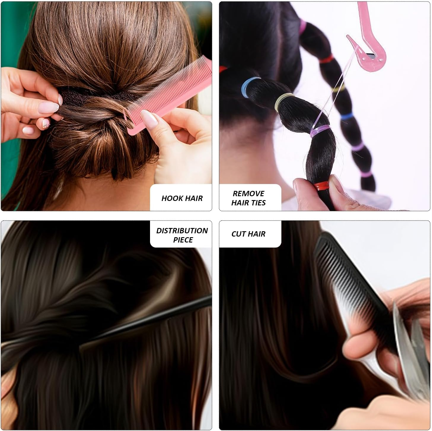 2 Sets Hair Braiding Tool with 500 Pieces Small Rubber Rings Tail Hair Braid Accessories Curling Iron Suitable for Women Girls (Pink, Black) image number 5